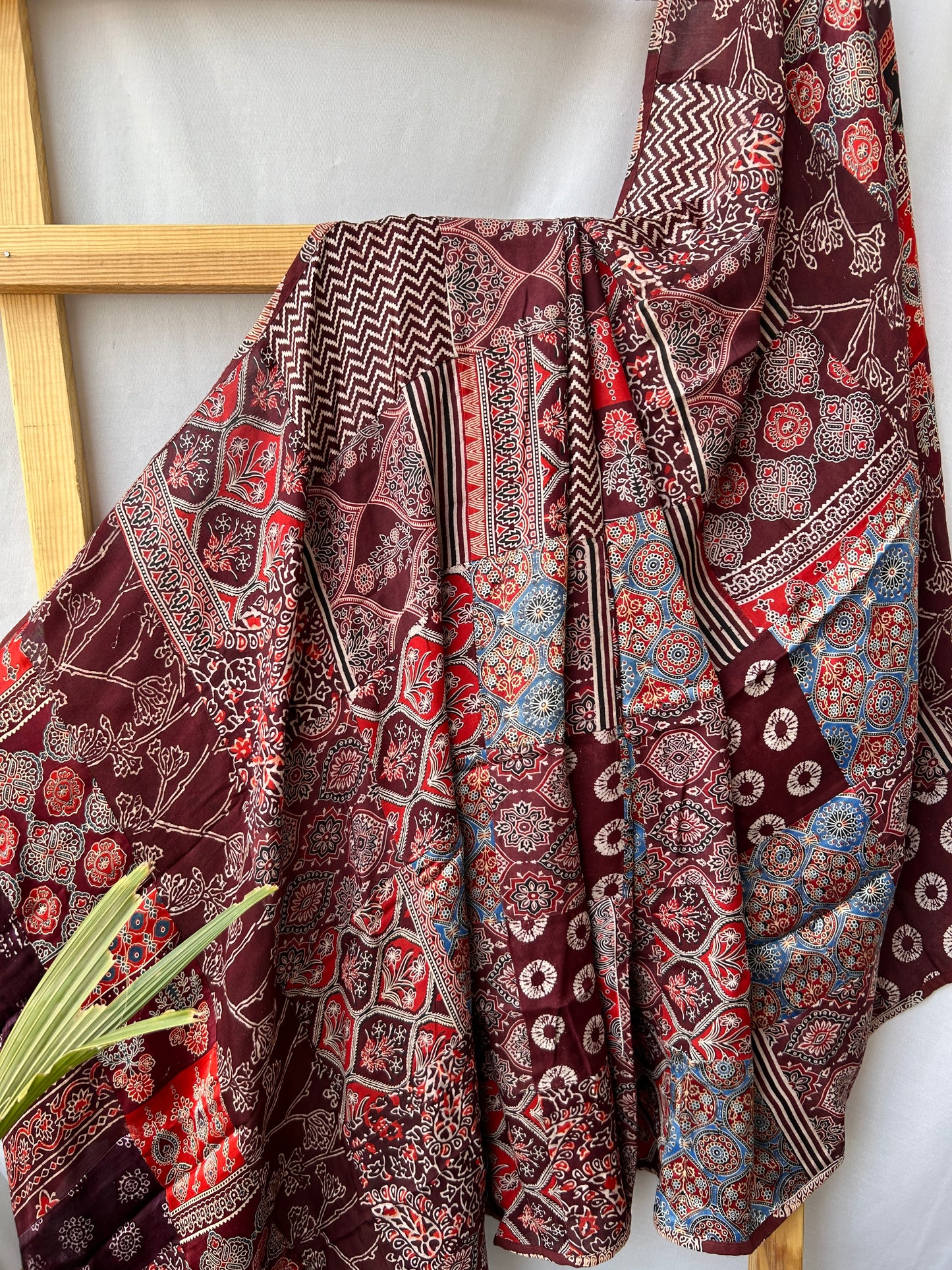 Ajrakh Patch-Work Modal Silk Dupatta