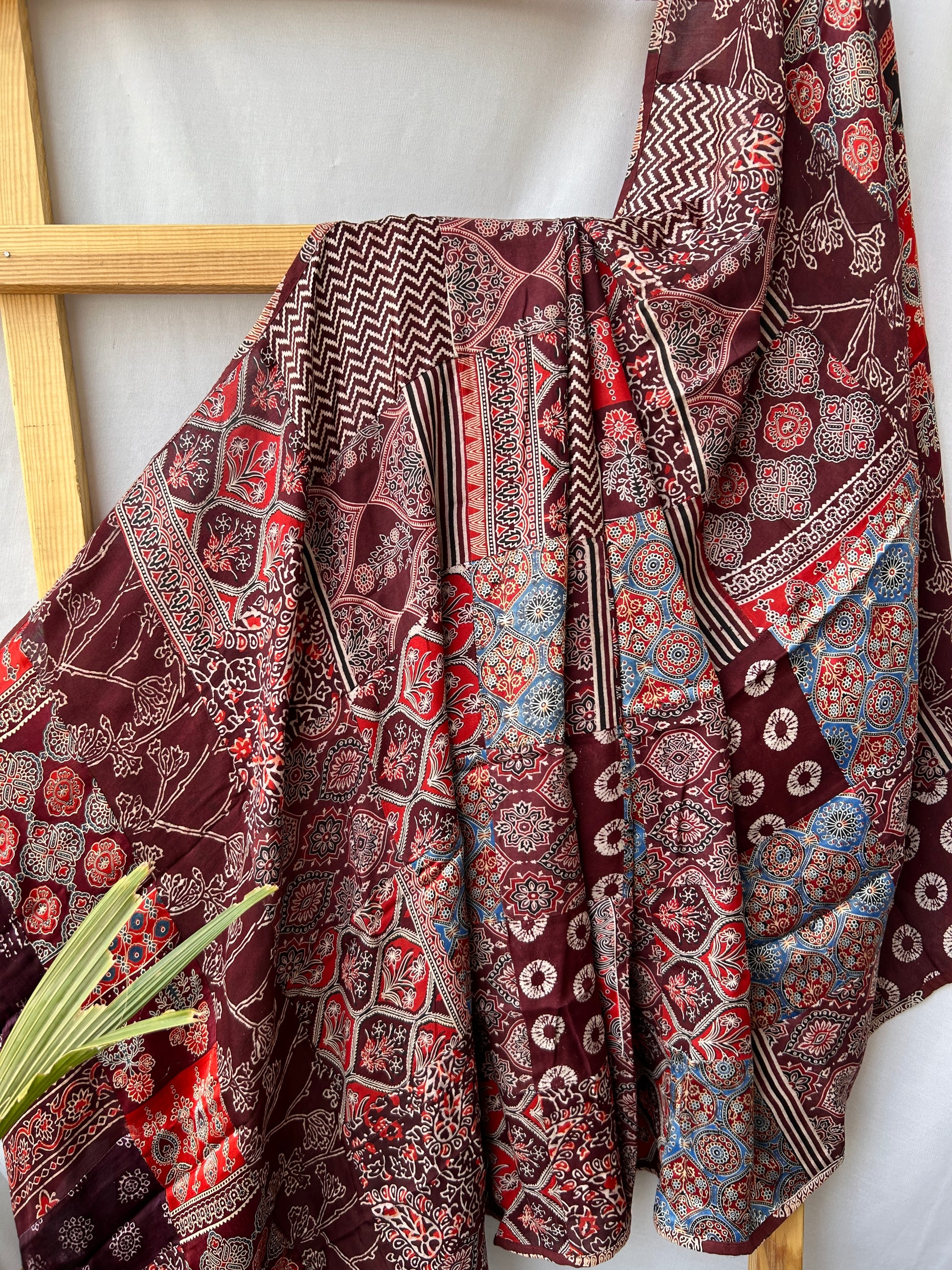 Ajrakh Patch-Work Modal Silk Dupatta