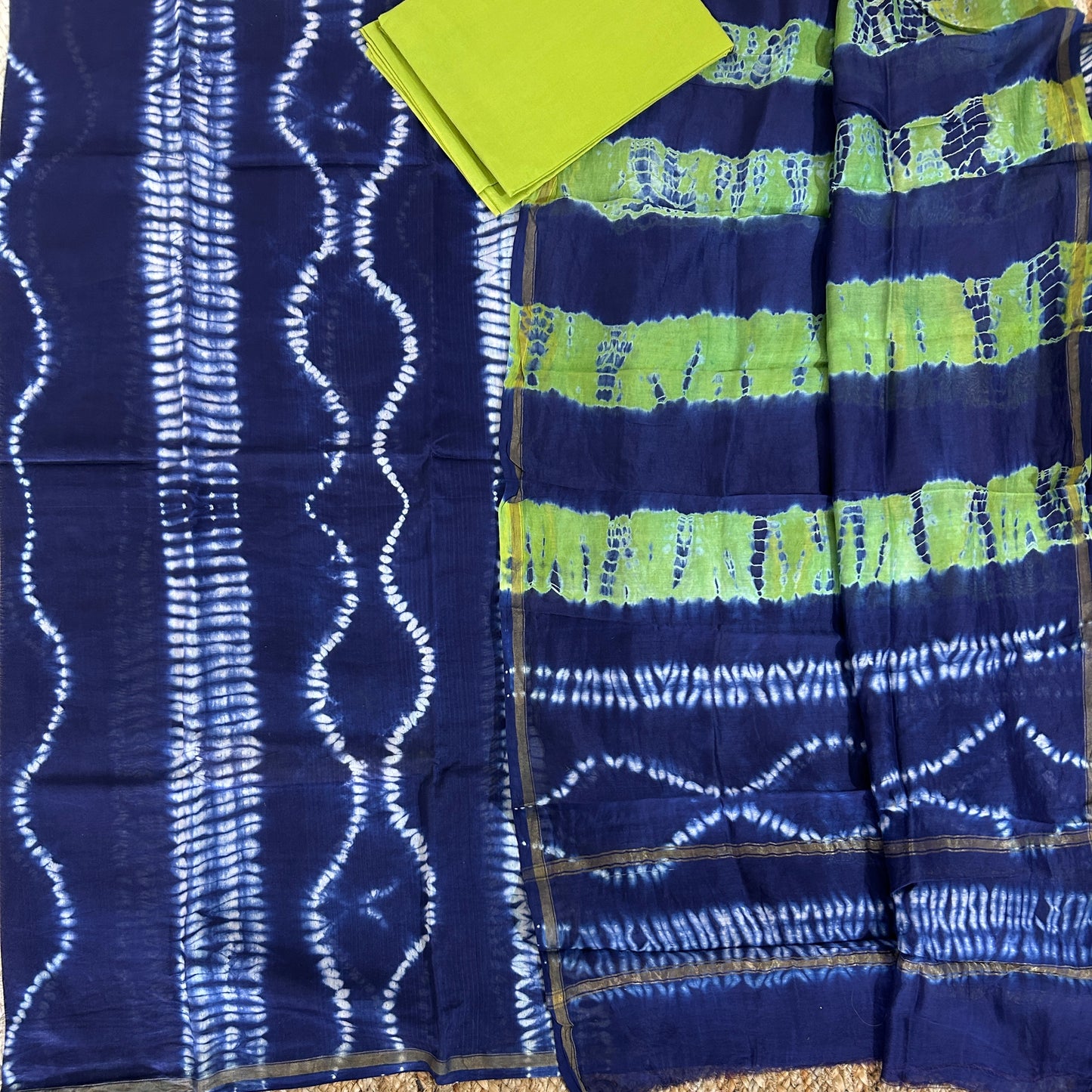 Tie and Dye Chanderi Silk Cotton Dress Material