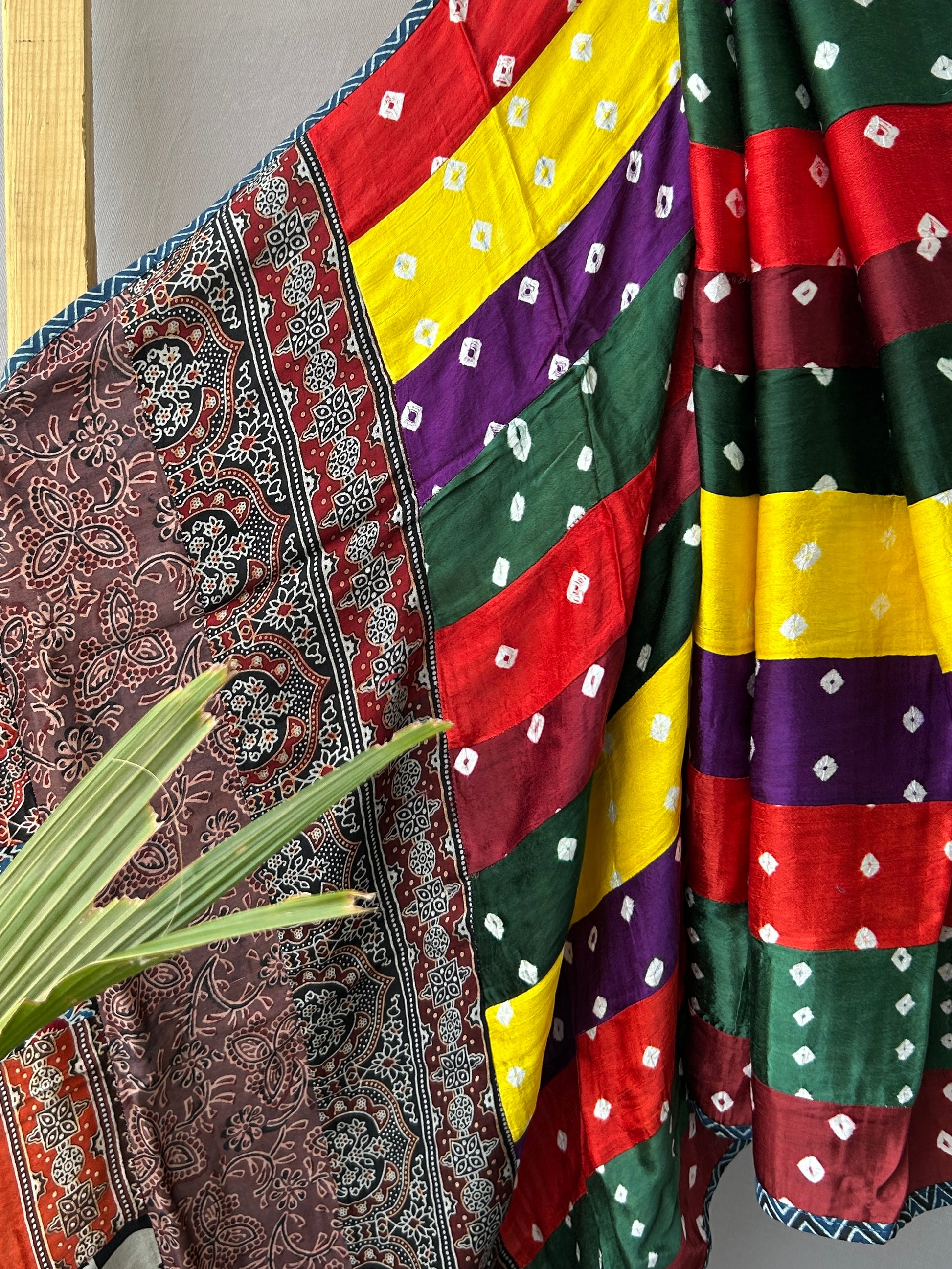 Ajrakh Patch-Work Modal Silk Dupatta