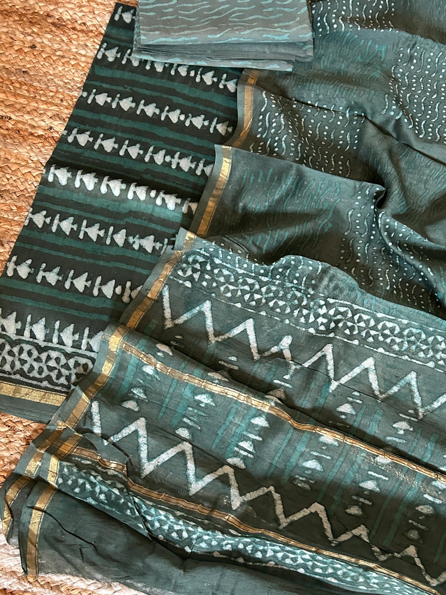 Hand BlockPrint Chanderi Silk Cotton Dress Material