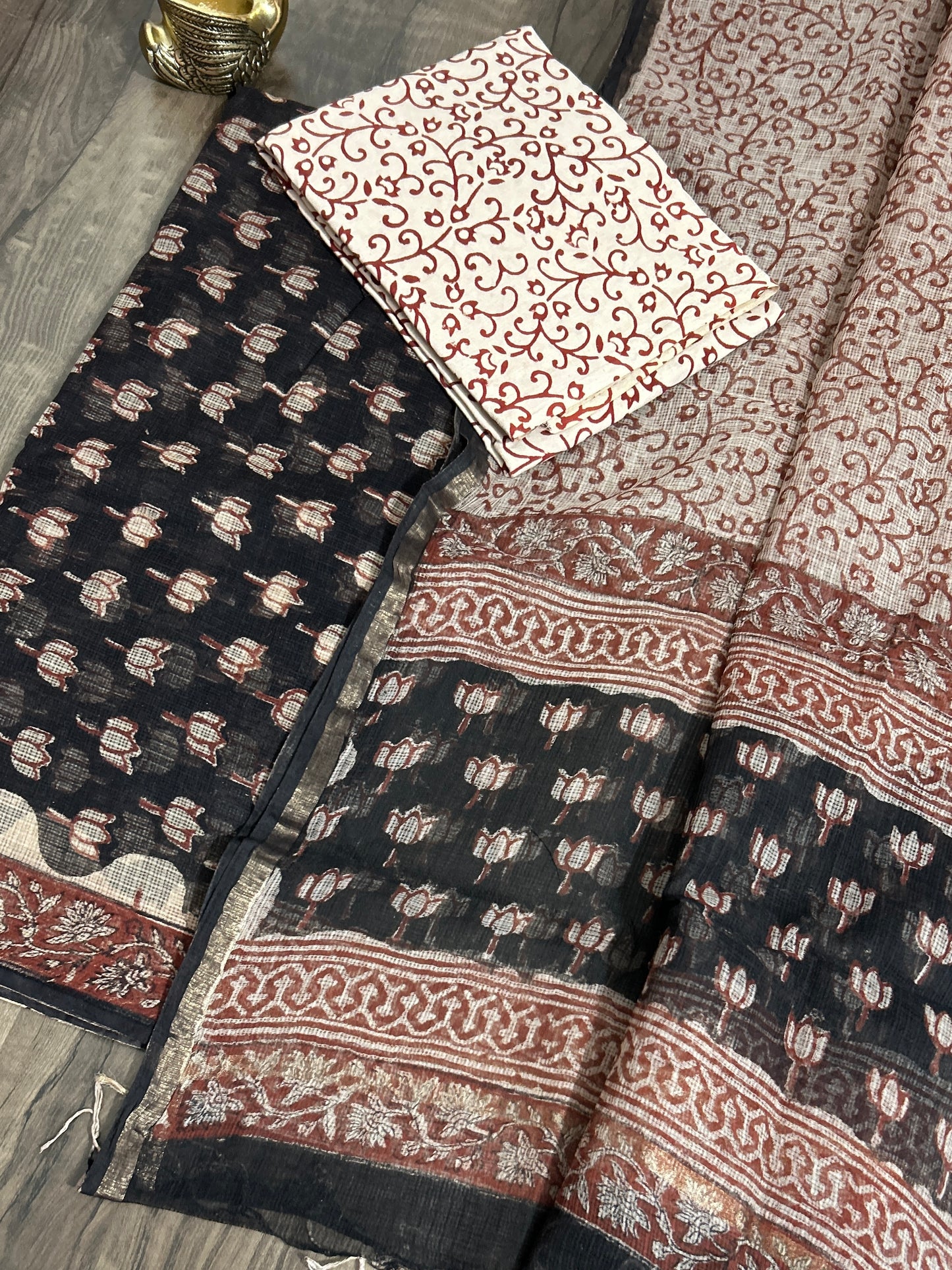 Hand Block Print Kota Cotton Dress Material