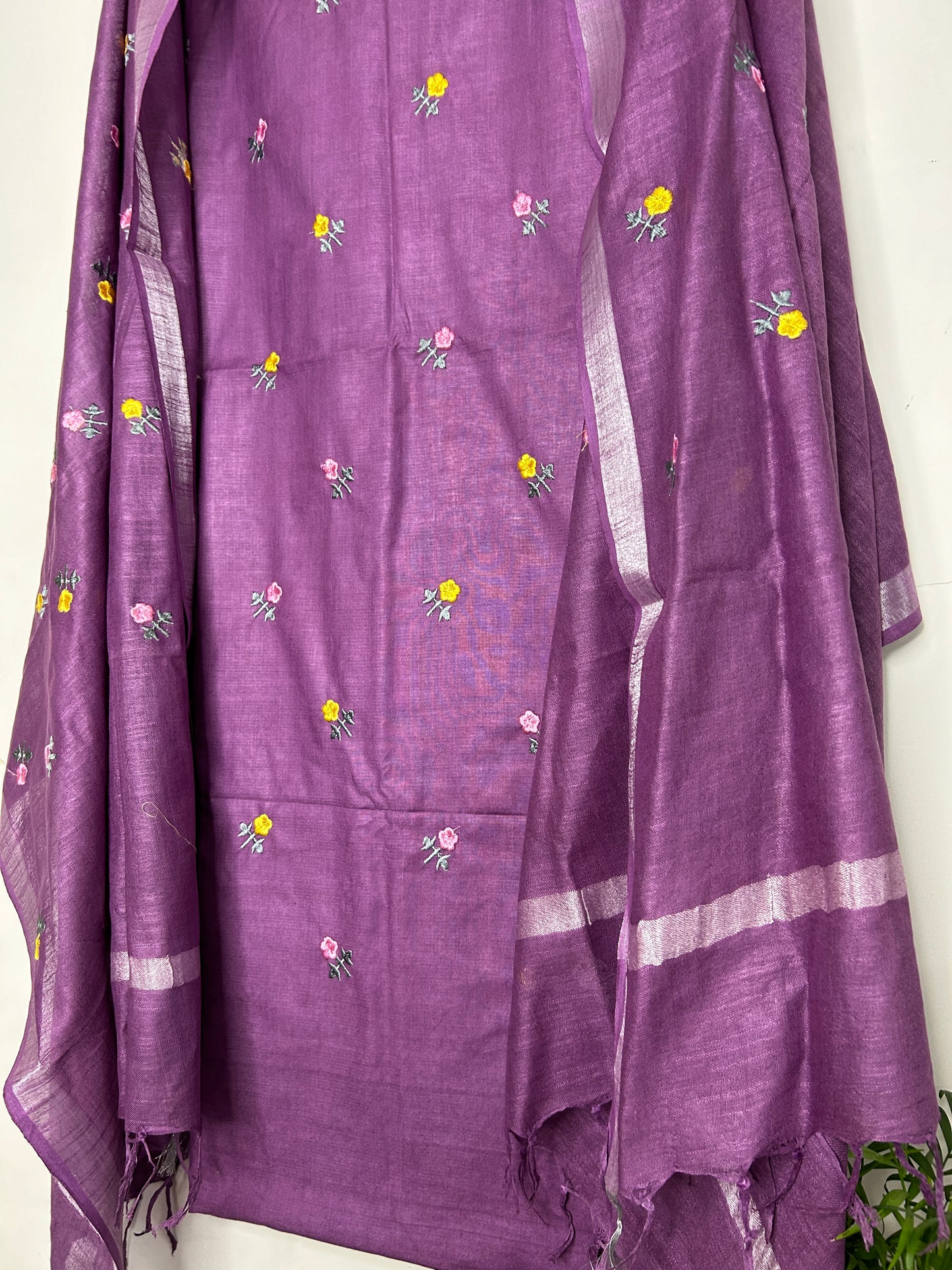 Pure Linen Embroidered Dress Material