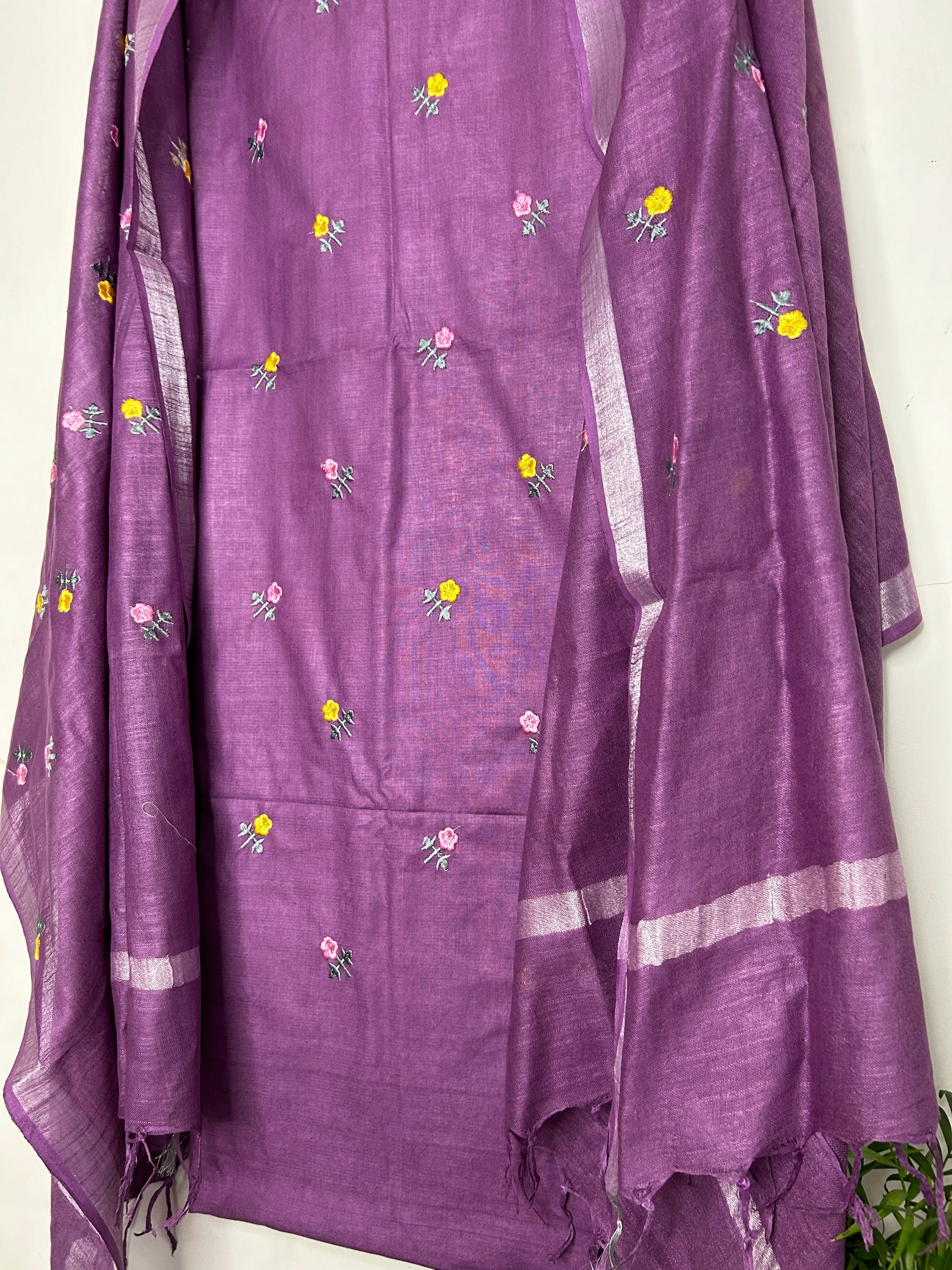 Pure Linen Embroidered Dress Material