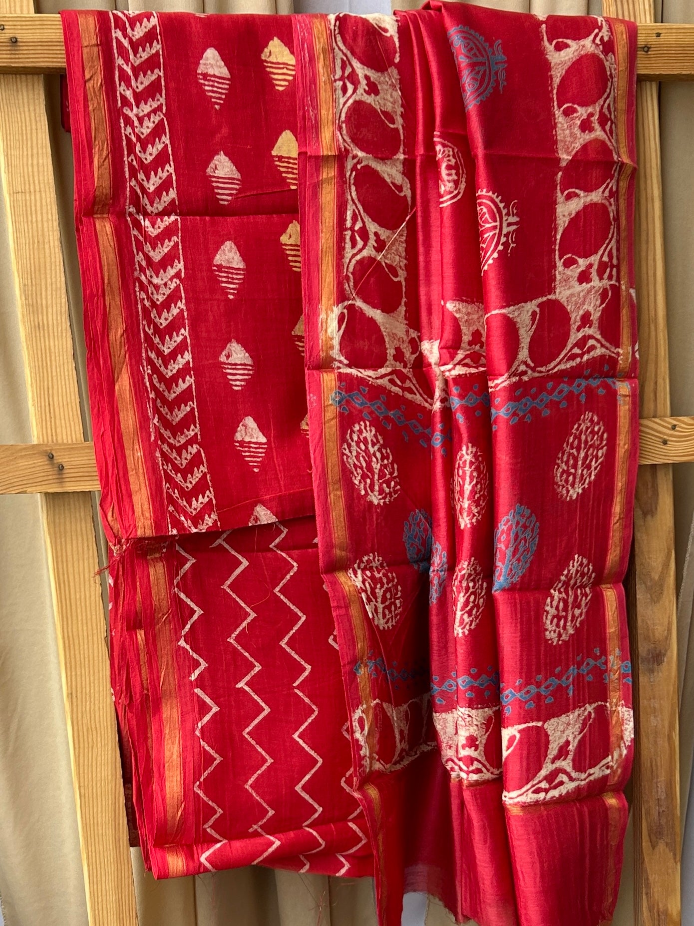 Chanderi Pure Silk Cotton Hand Blockprint Dress Material