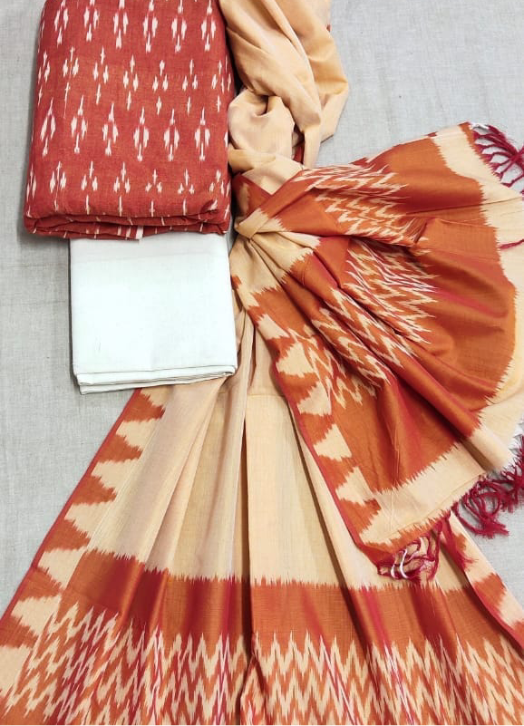 Double Ikat Cotton Dress Material