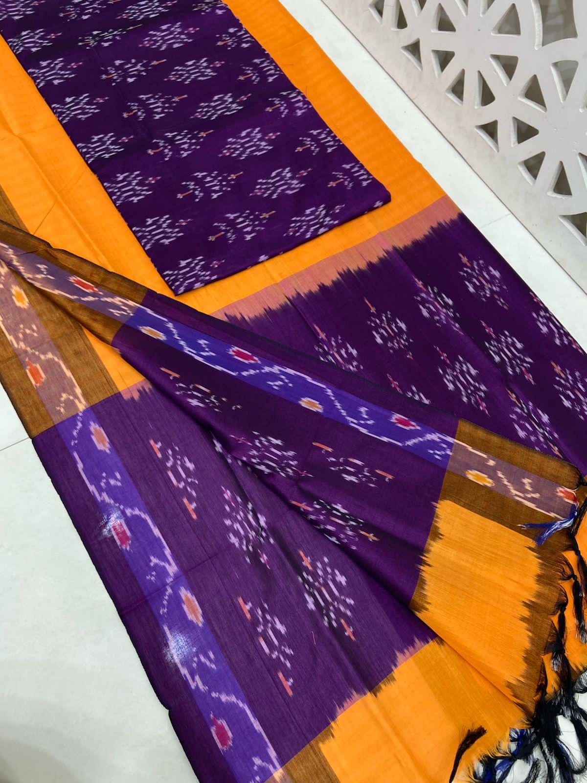 Mercerized Cotton Ikat Top Dupatta Set