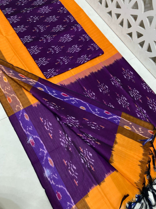 Mercerized Cotton Ikat Top Dupatta Set