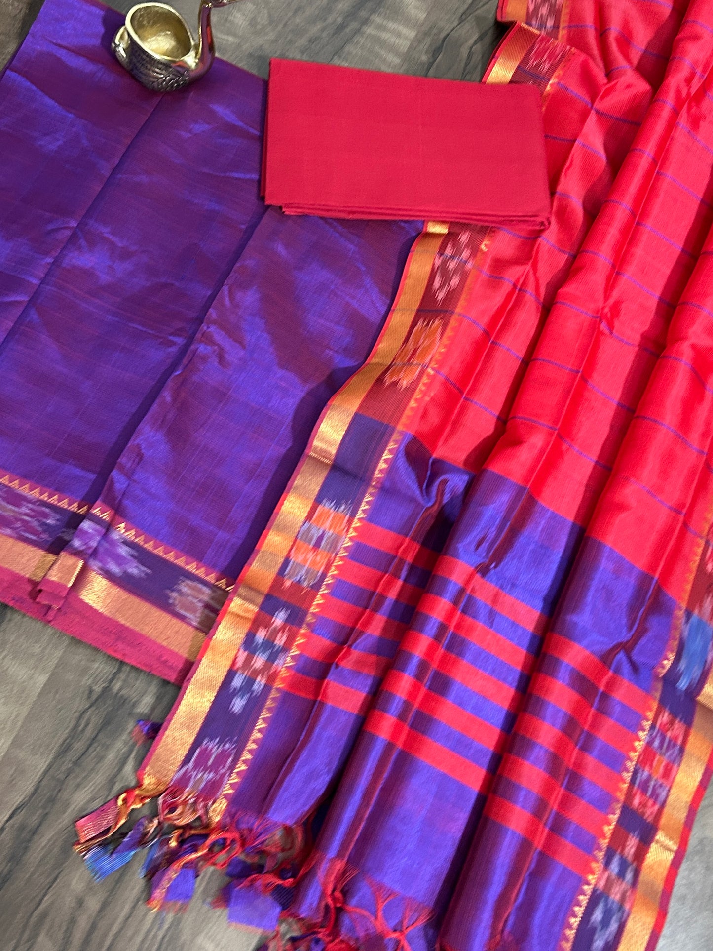 Mangalagiri Silk Dress Material with ikath Border