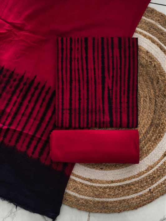 Tie and dye Cotton Dress Material with Cotton Dupatta