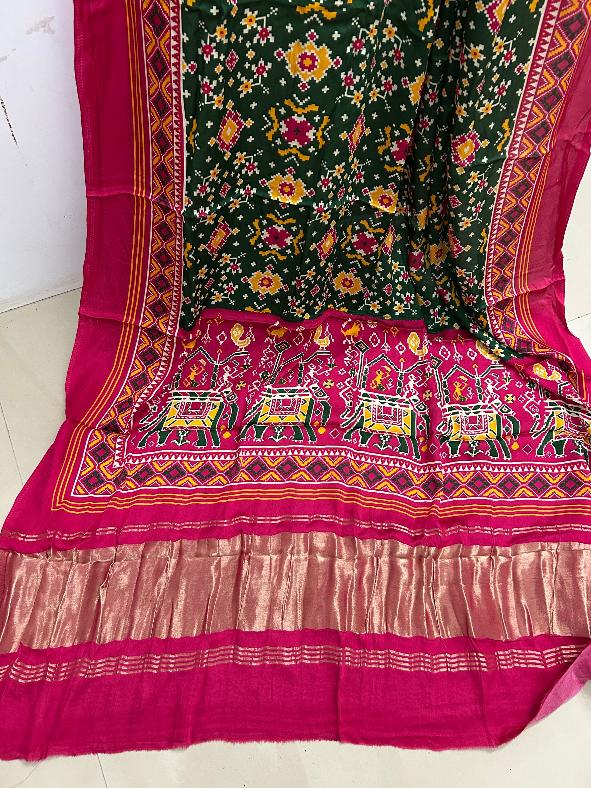 Gajji Silk Patola Print Dupatta with Tissue Pallu