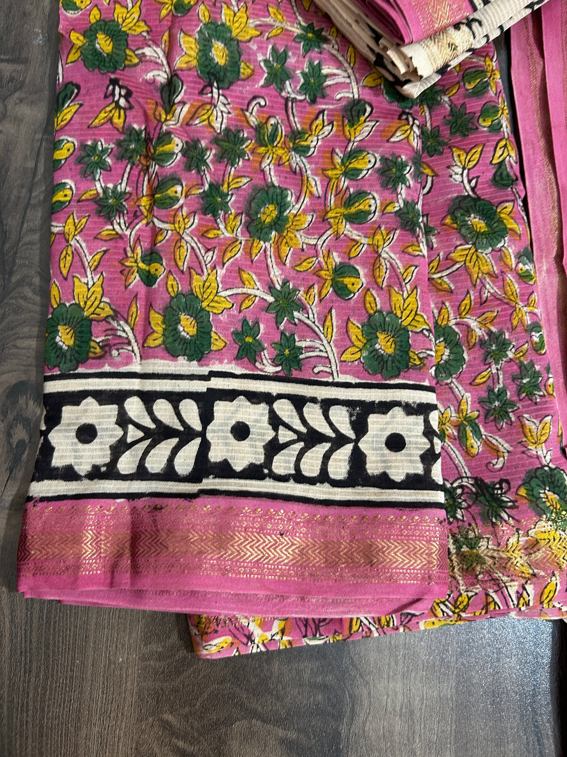 Kalamkari Maheshwari Silk Cotton Dress Material