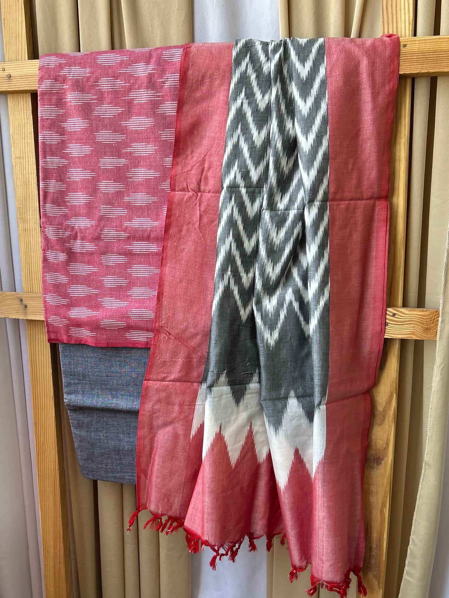 Double Ikat Mercerized Cotton Dress Material