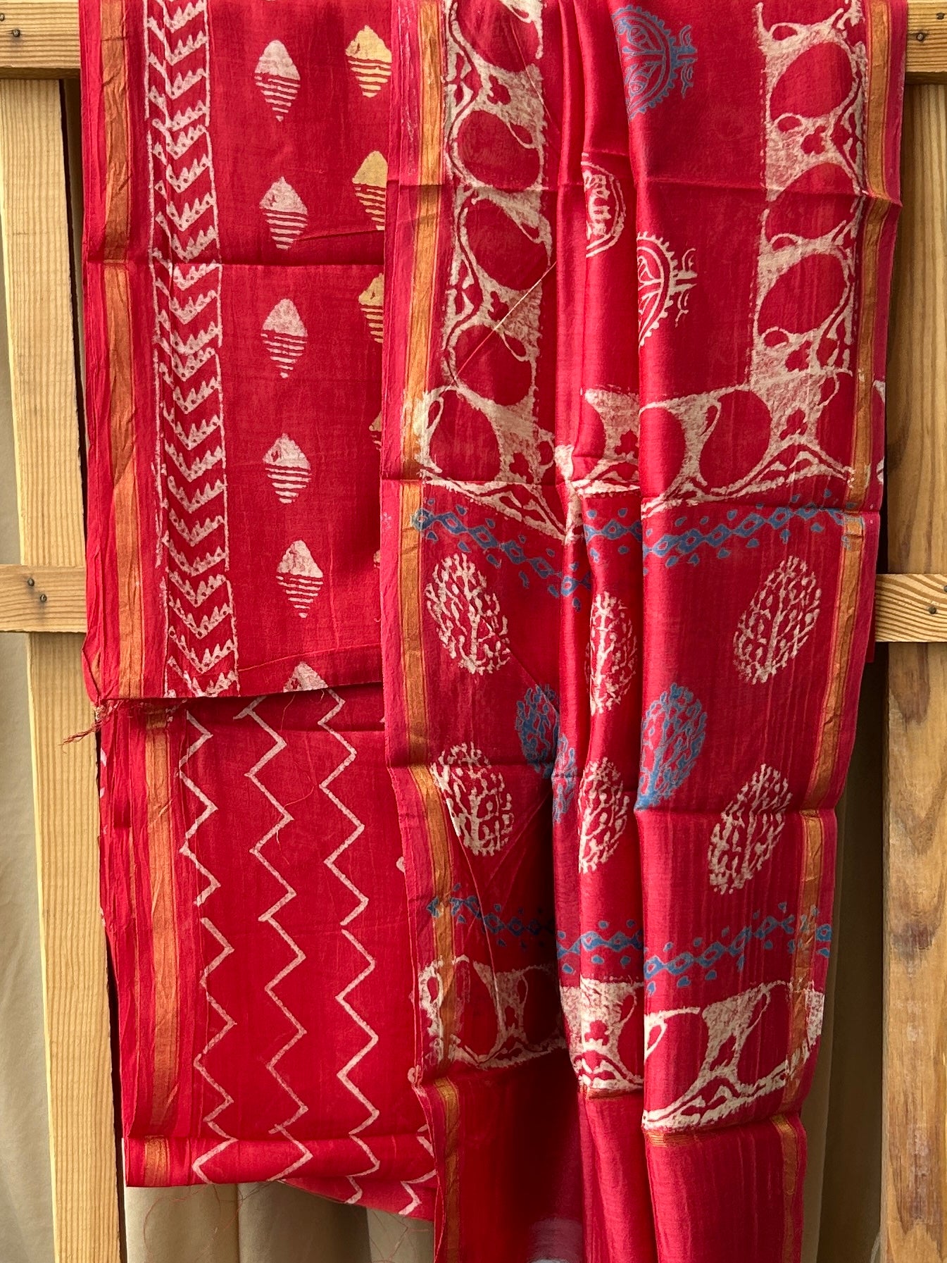 Chanderi Pure Silk Cotton Hand Blockprint Dress Material
