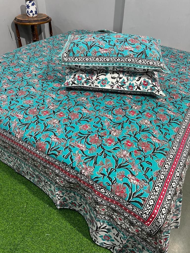 Bagru Cotton Bedsheet with Pillow Covers