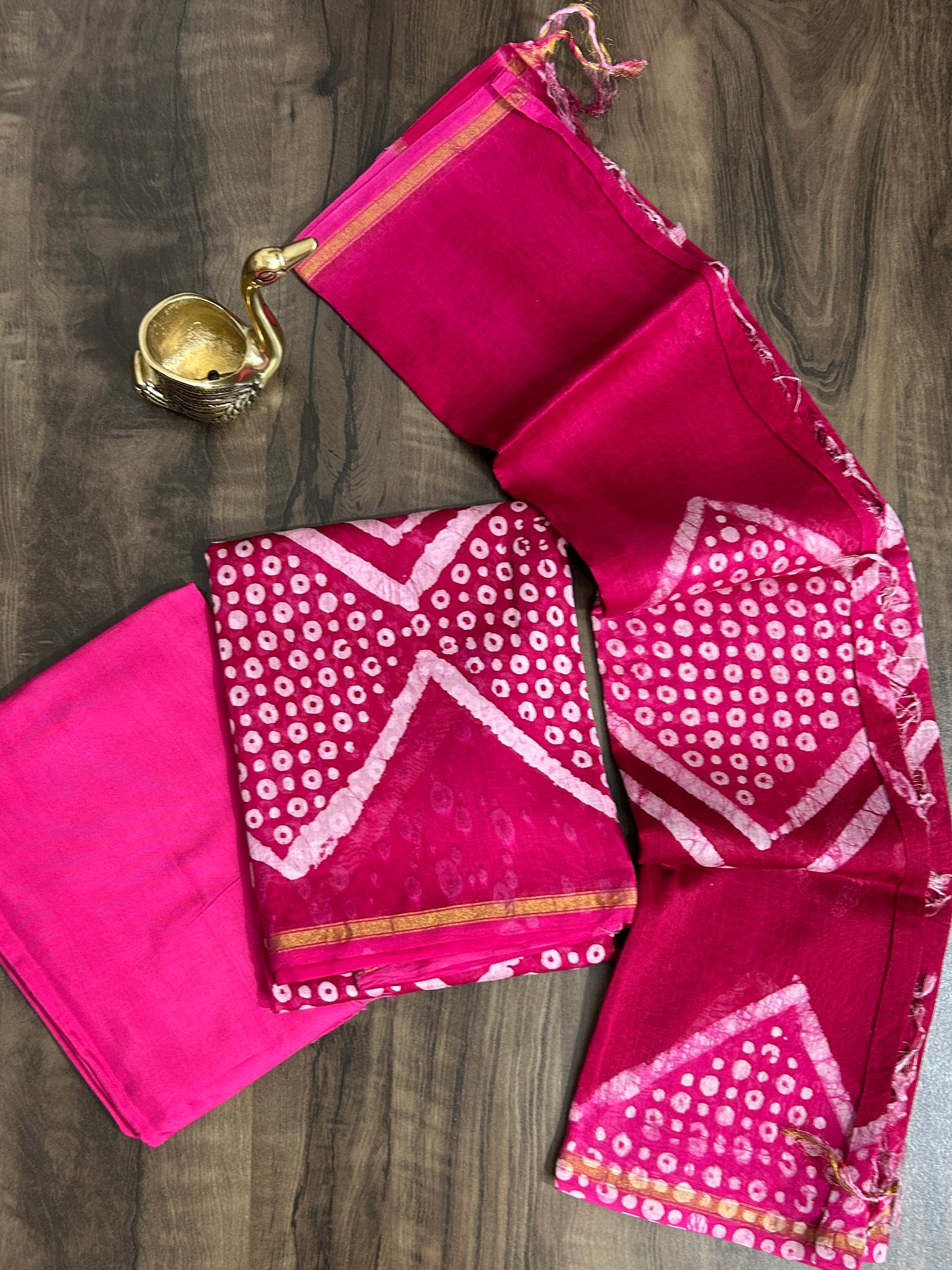 Hand BlockPrinted Chanderi Silk Cotton Dress Material
