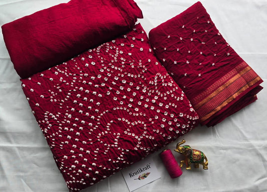 Bandhej Satin Cotton Dress Material