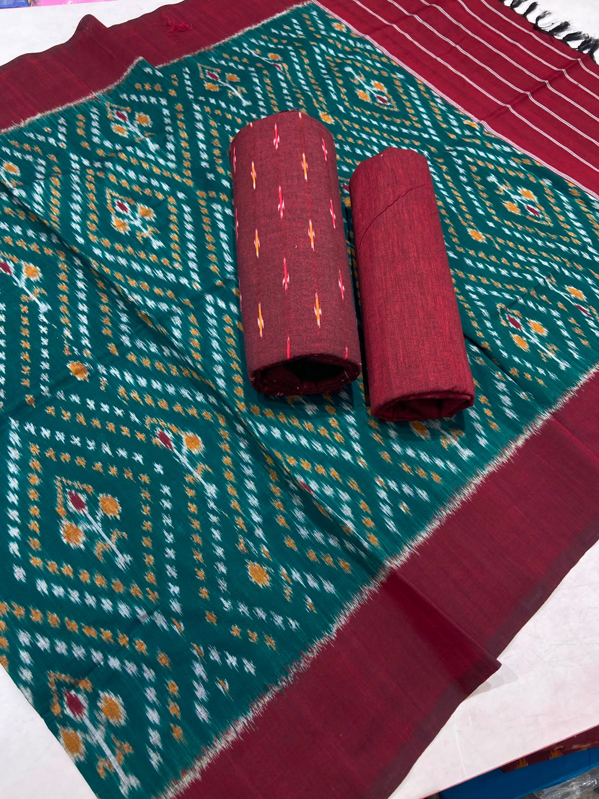 Double Ikat Cotton Dress Material