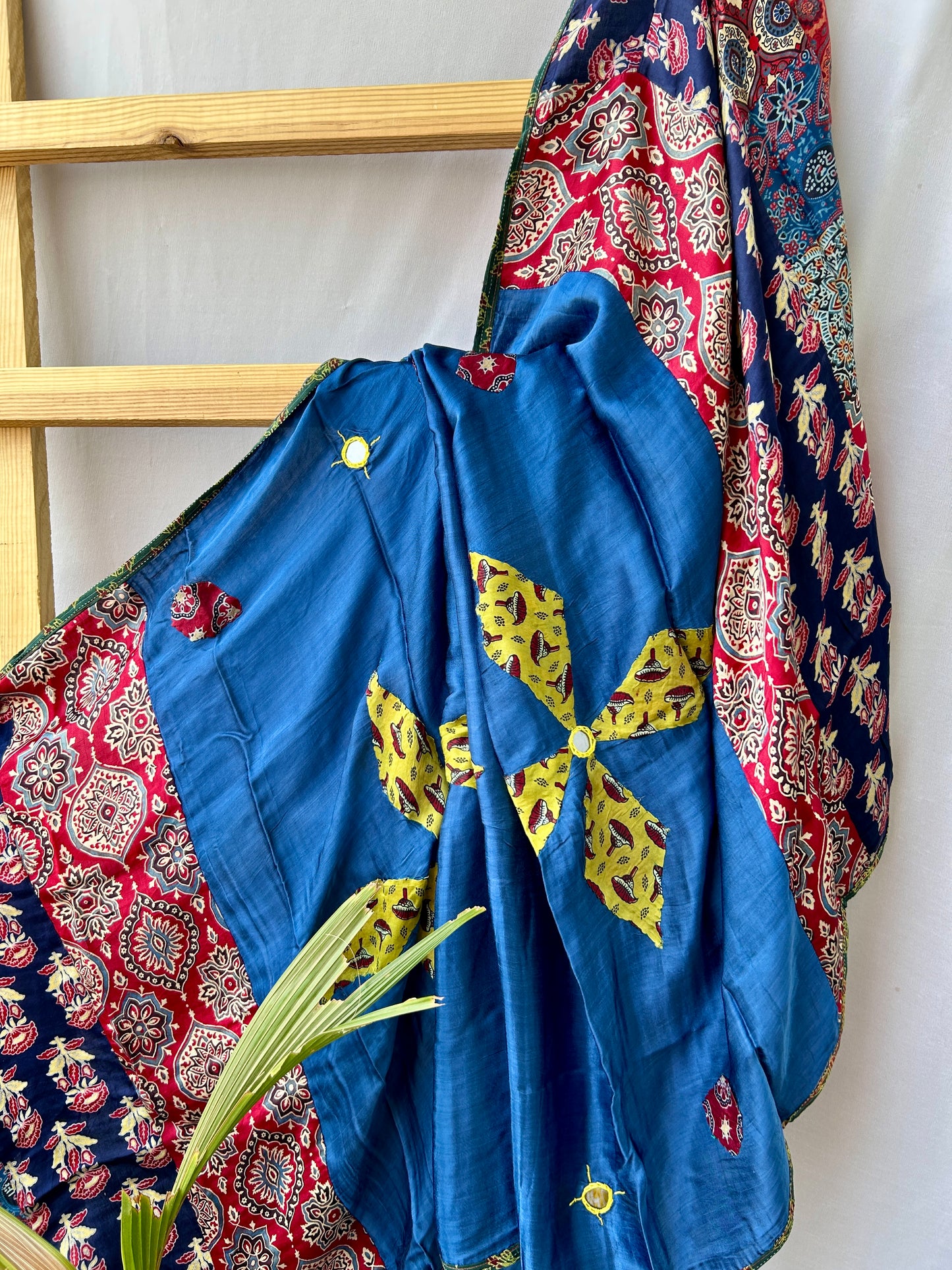 Ajrakh Patch-Work Modal Silk Dupatta #