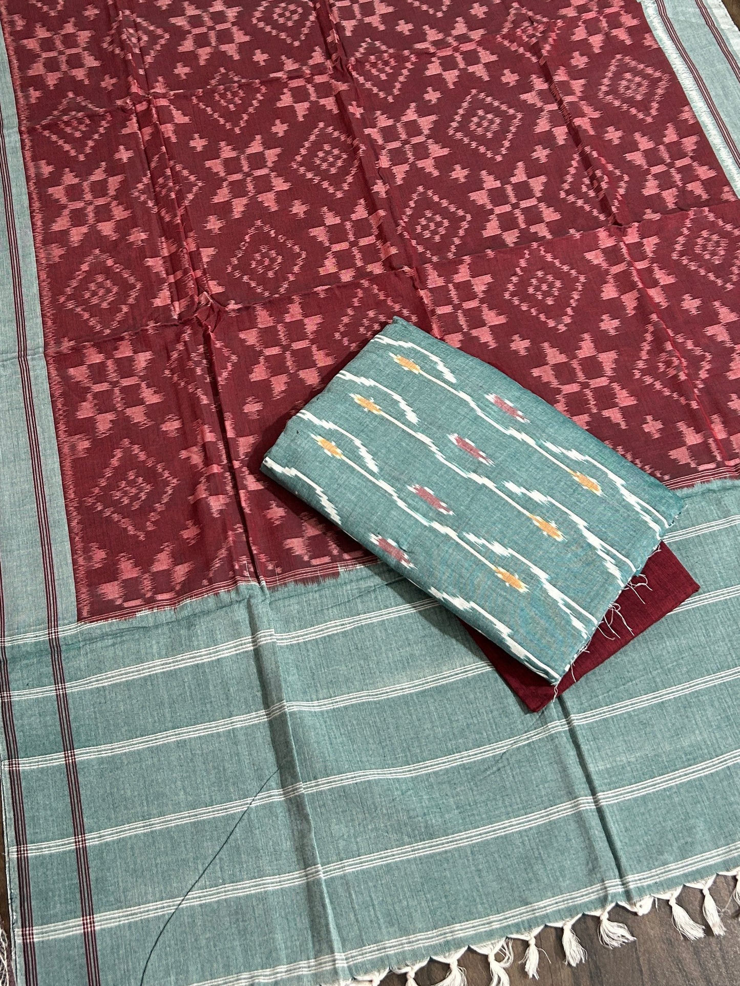 Telia Rumal Double Ikat Cotton Dress Material