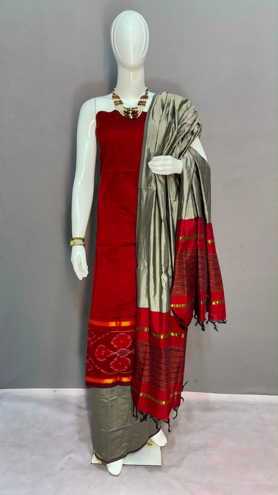 Ikat Cotton Silk Dress Material