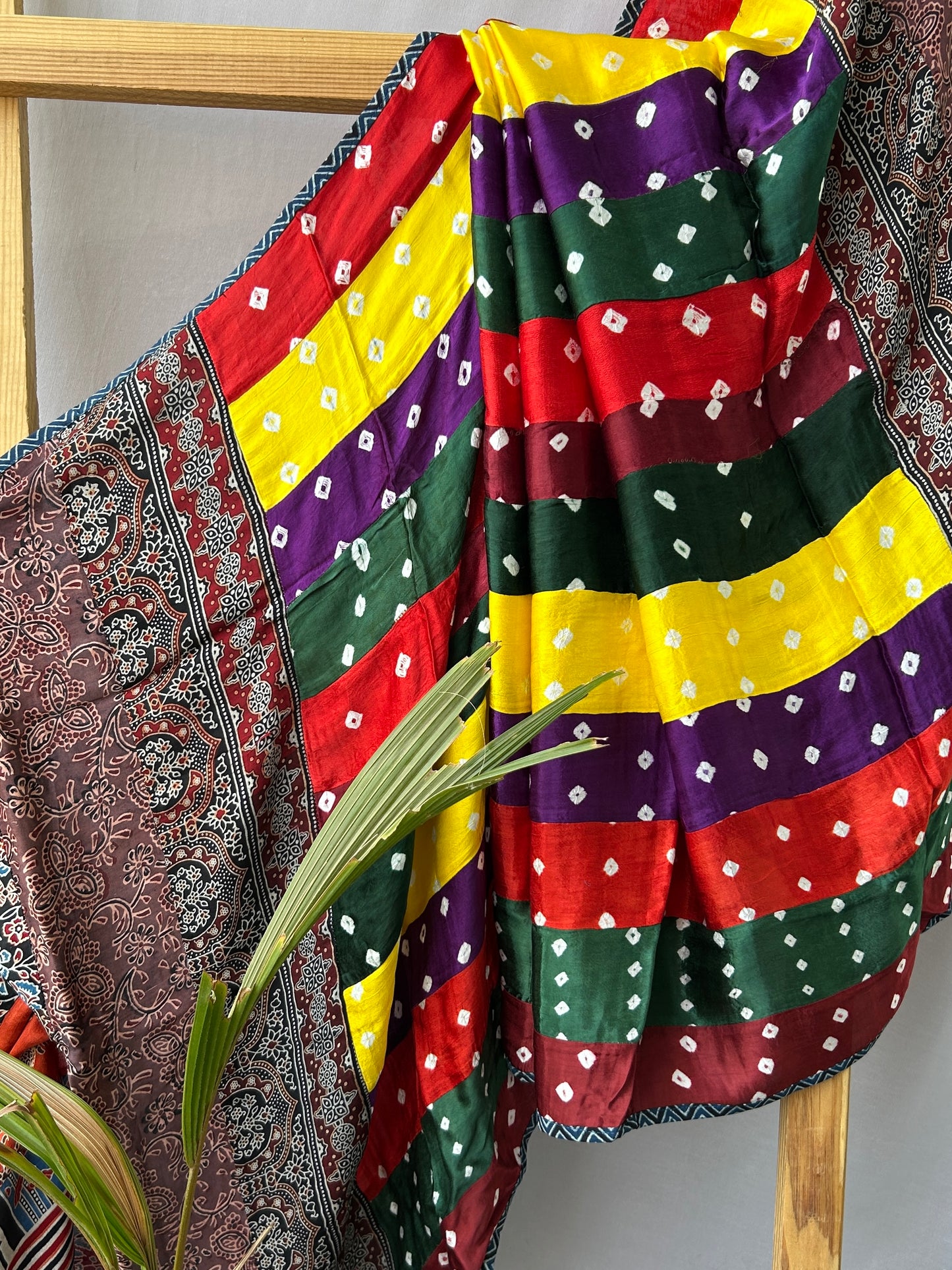 Ajrakh Patch Work Modal Silk Dupatta #