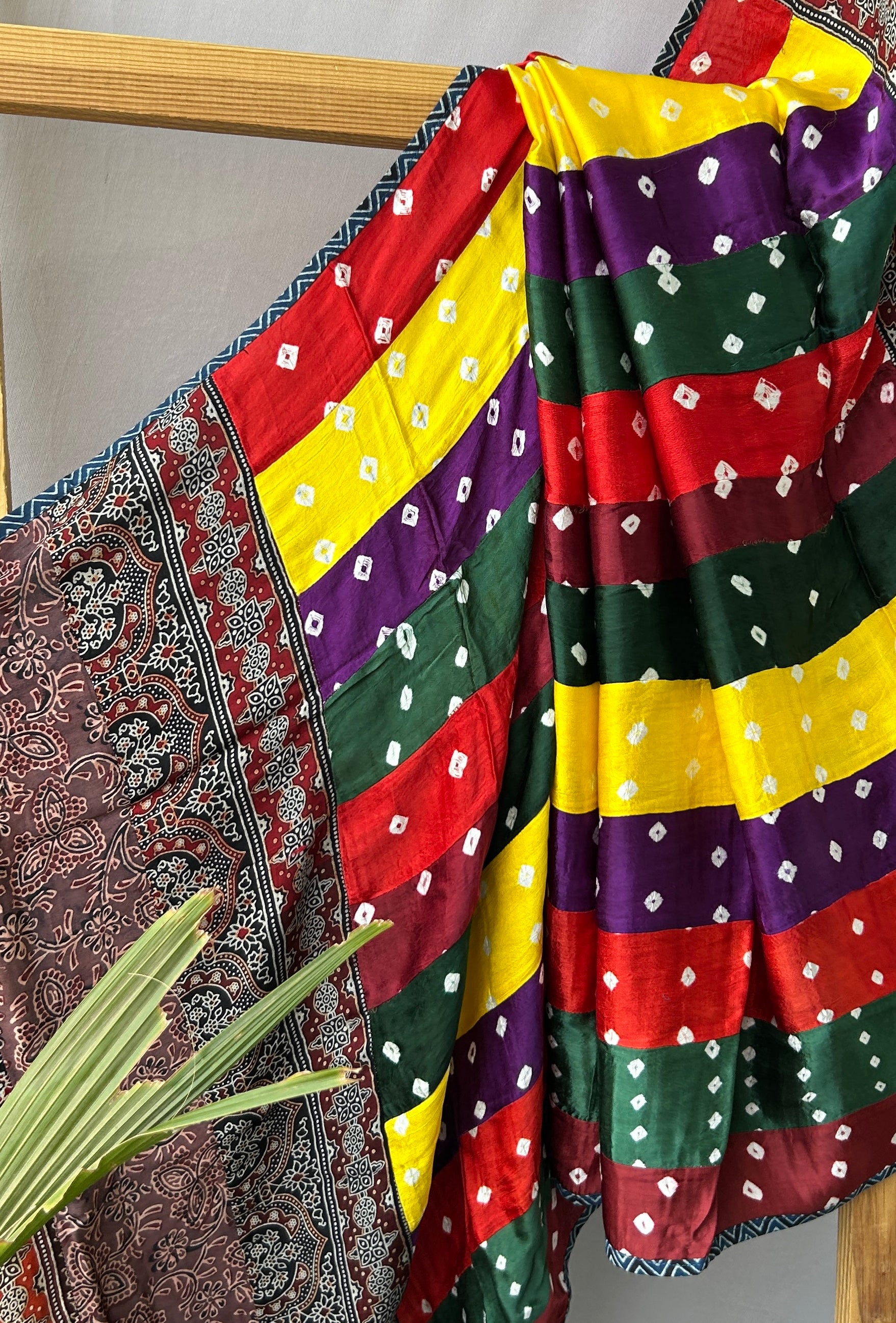 Ajrakh Patch-Work Modal Silk Dupatta