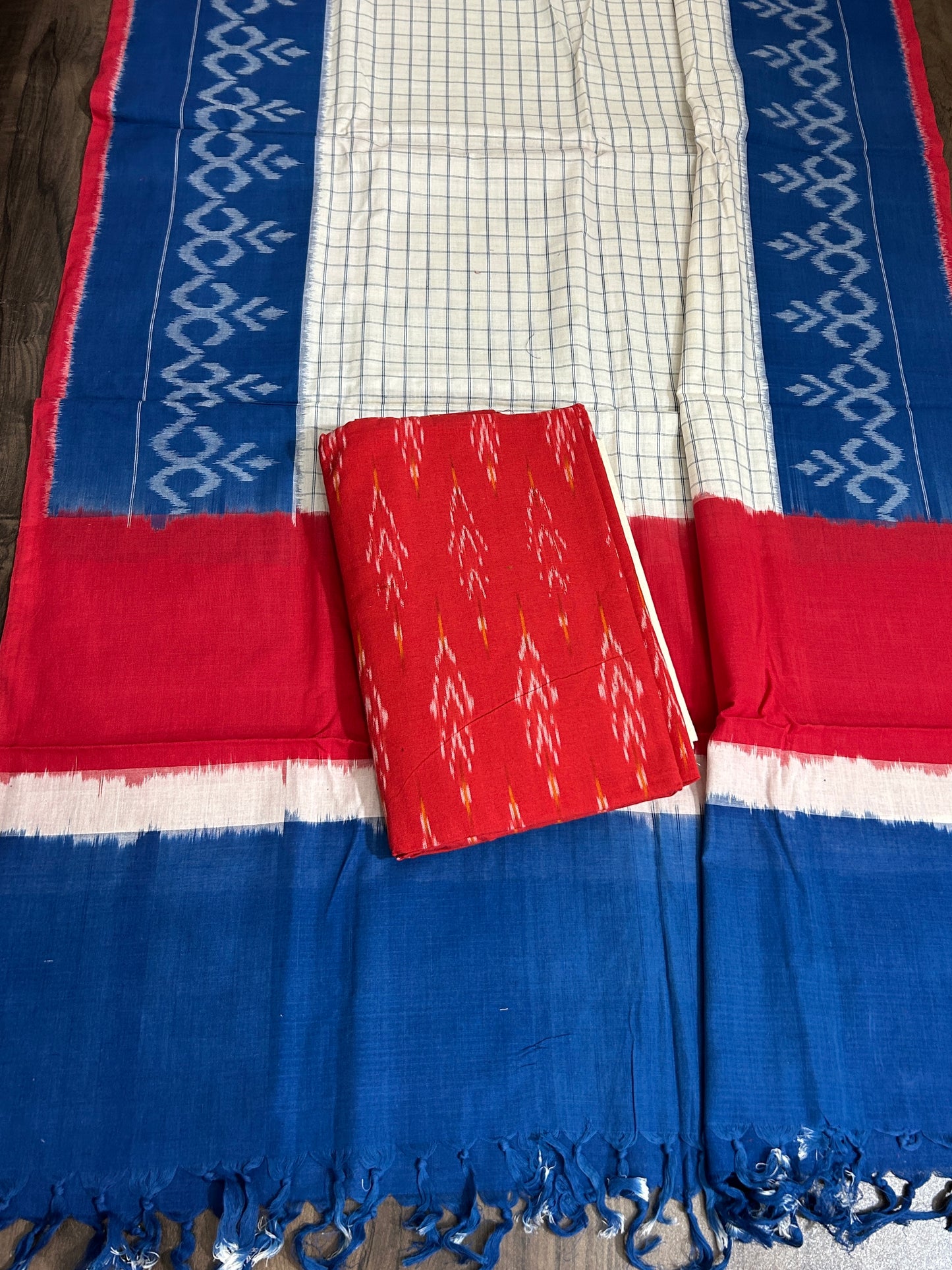 Double Ikat Mercerized Cotton Dress Material