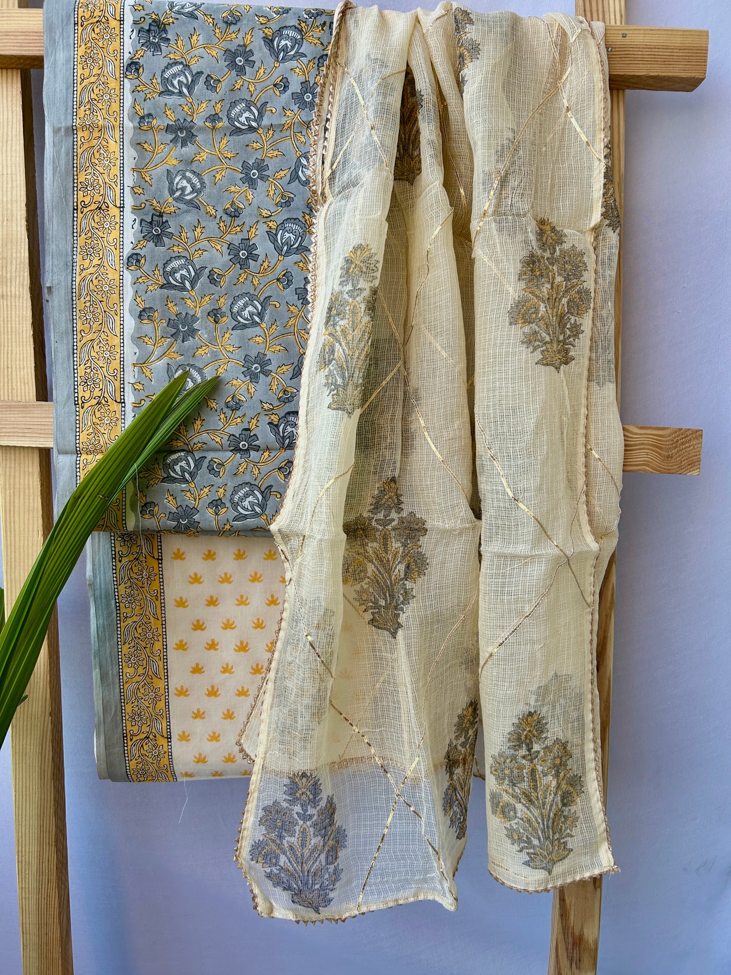 Hand BlockPrint Cotton Dress Material with Kota Doriya dupatta