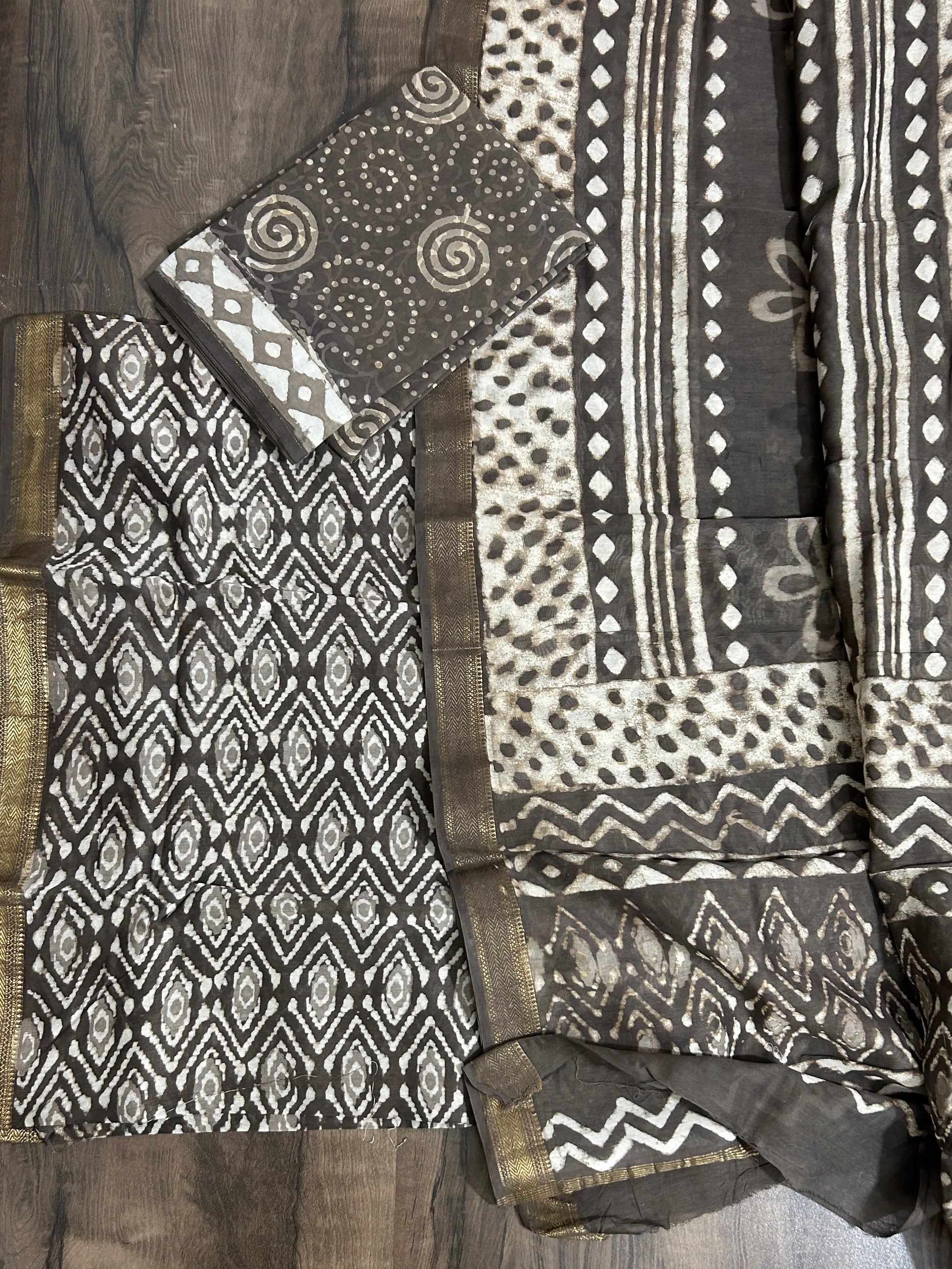 Hand BlockPrint Maheshwari Silk Cotton Dress Material