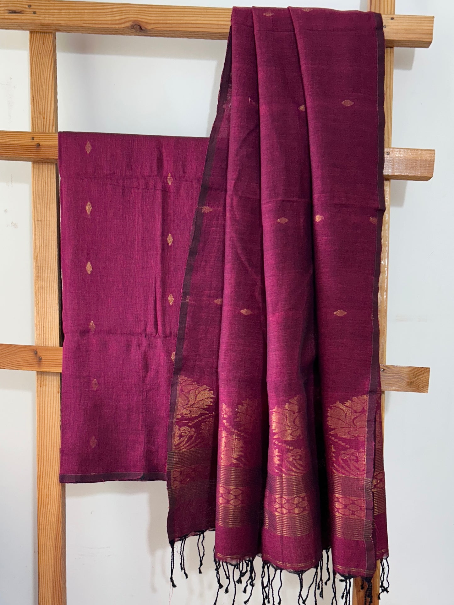 Jamdani Linen Cotton 2 pc Dress Material
