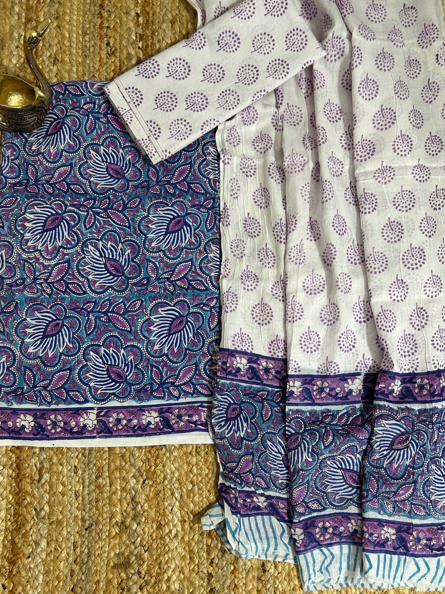 Hand BlockPrint Cotton Dress Material with Cotton Dupatta *