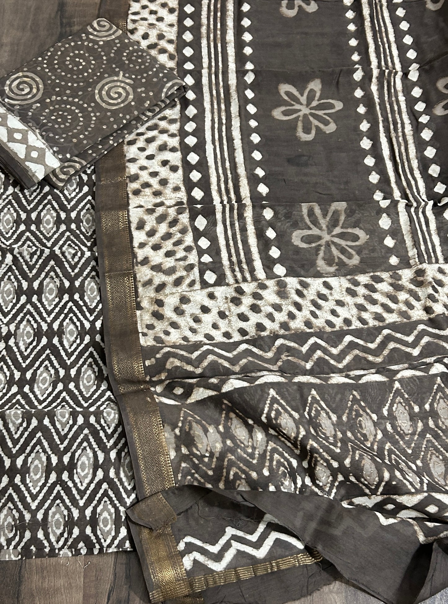 Hand BlockPrint Maheshwari Silk Cotton Dress Material