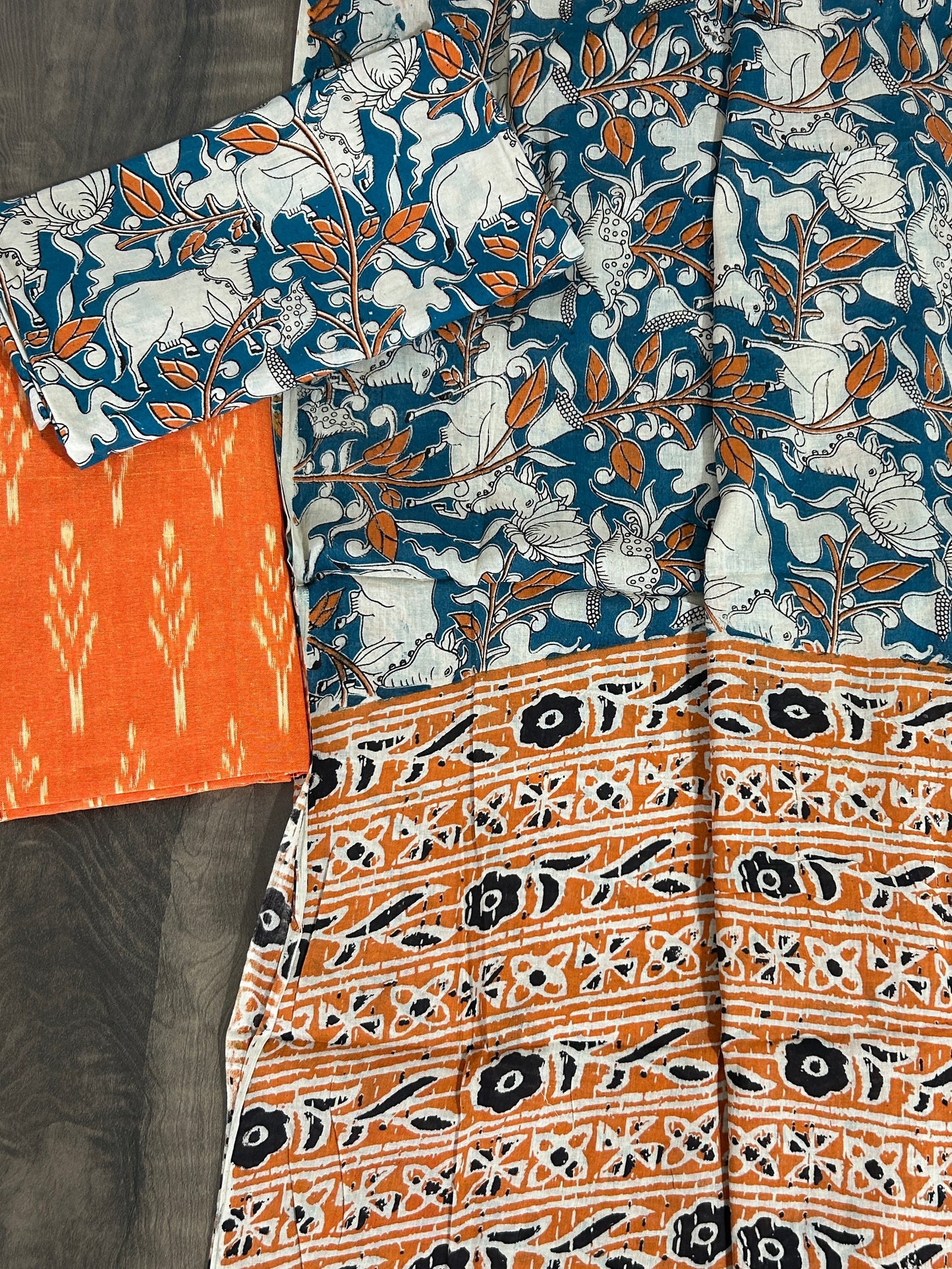 Ikat Kalamkari Cotton Dress Material