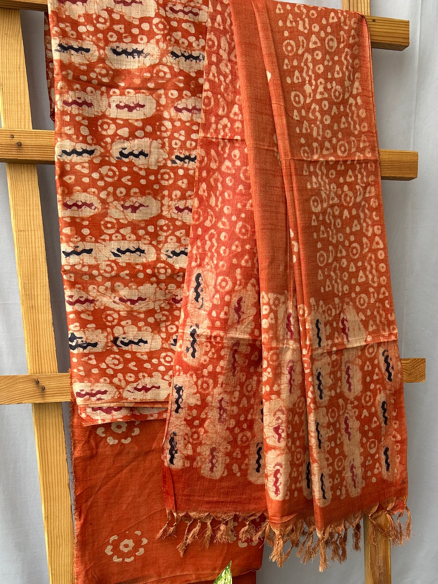 Batik Tussar Silk Cotton Dress Material