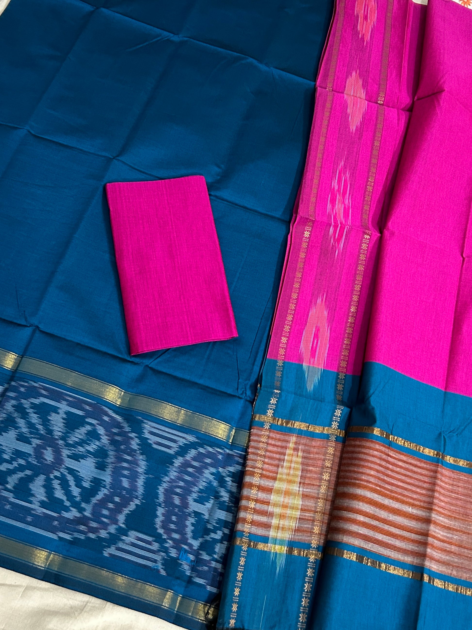Ikat Cotton Silk Dress Material