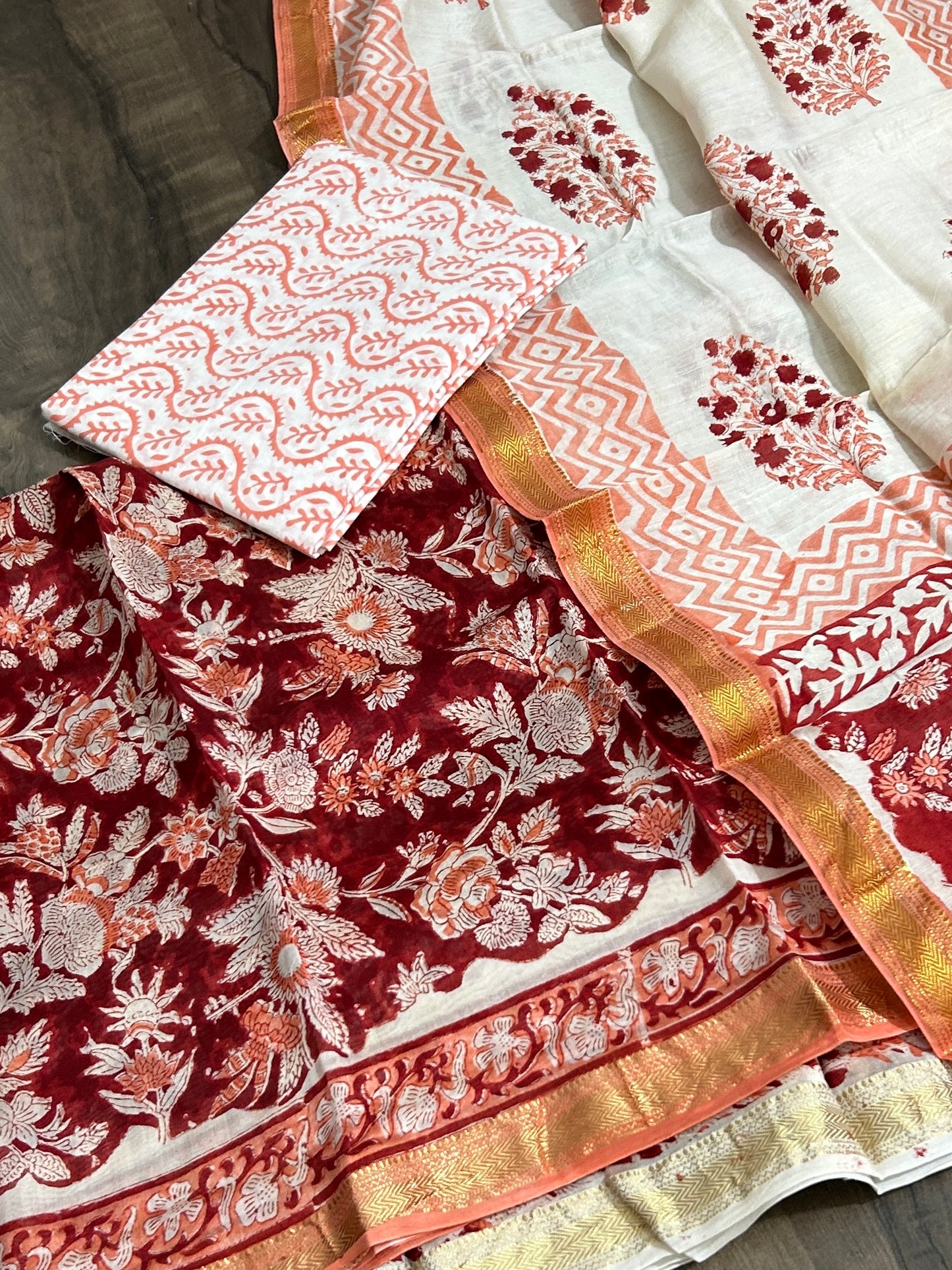 Hand BlockPrint Maheshwari Silk Cotton Dress Material