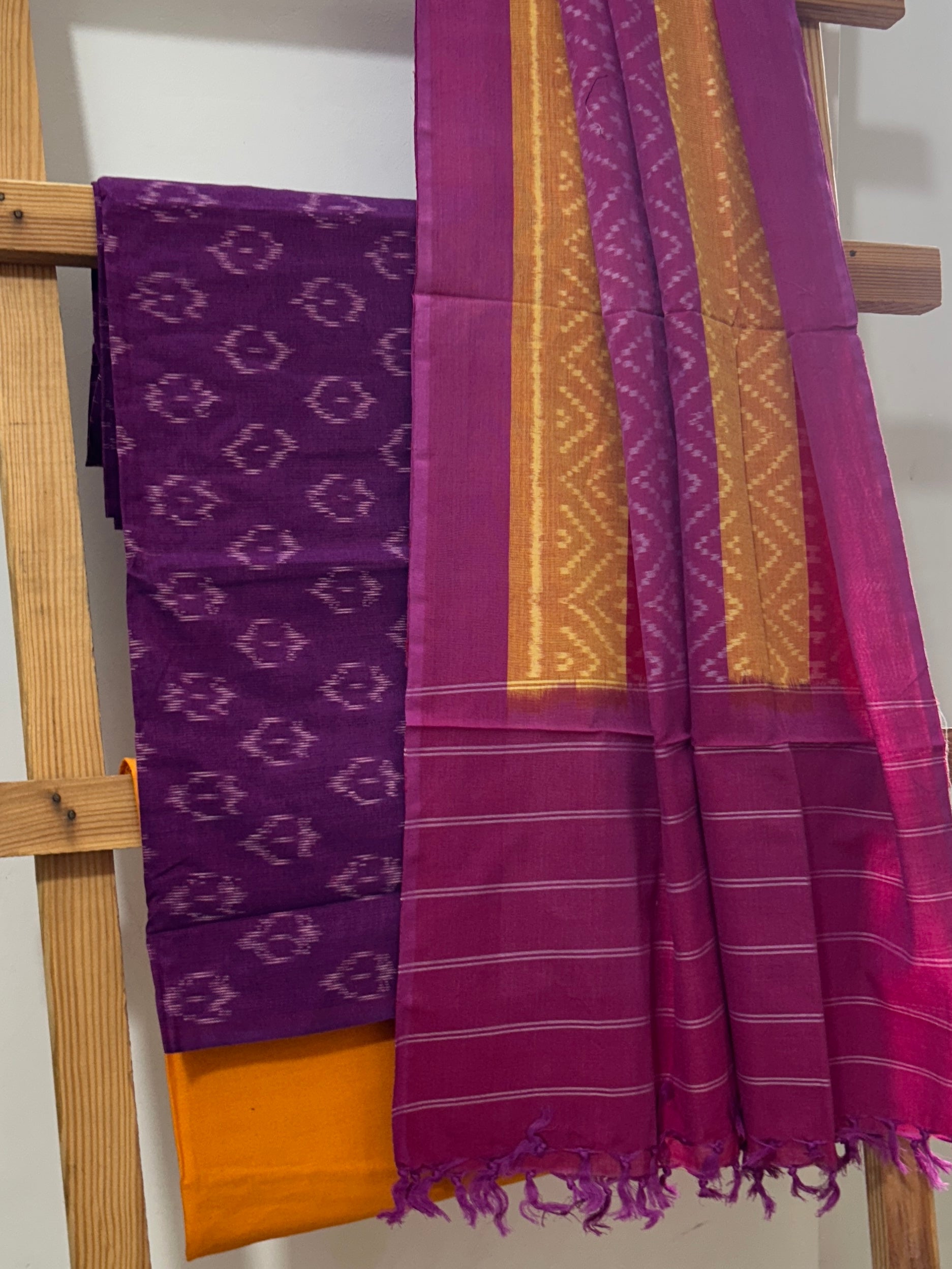 Ikat Mercerised Cotton Dress Material