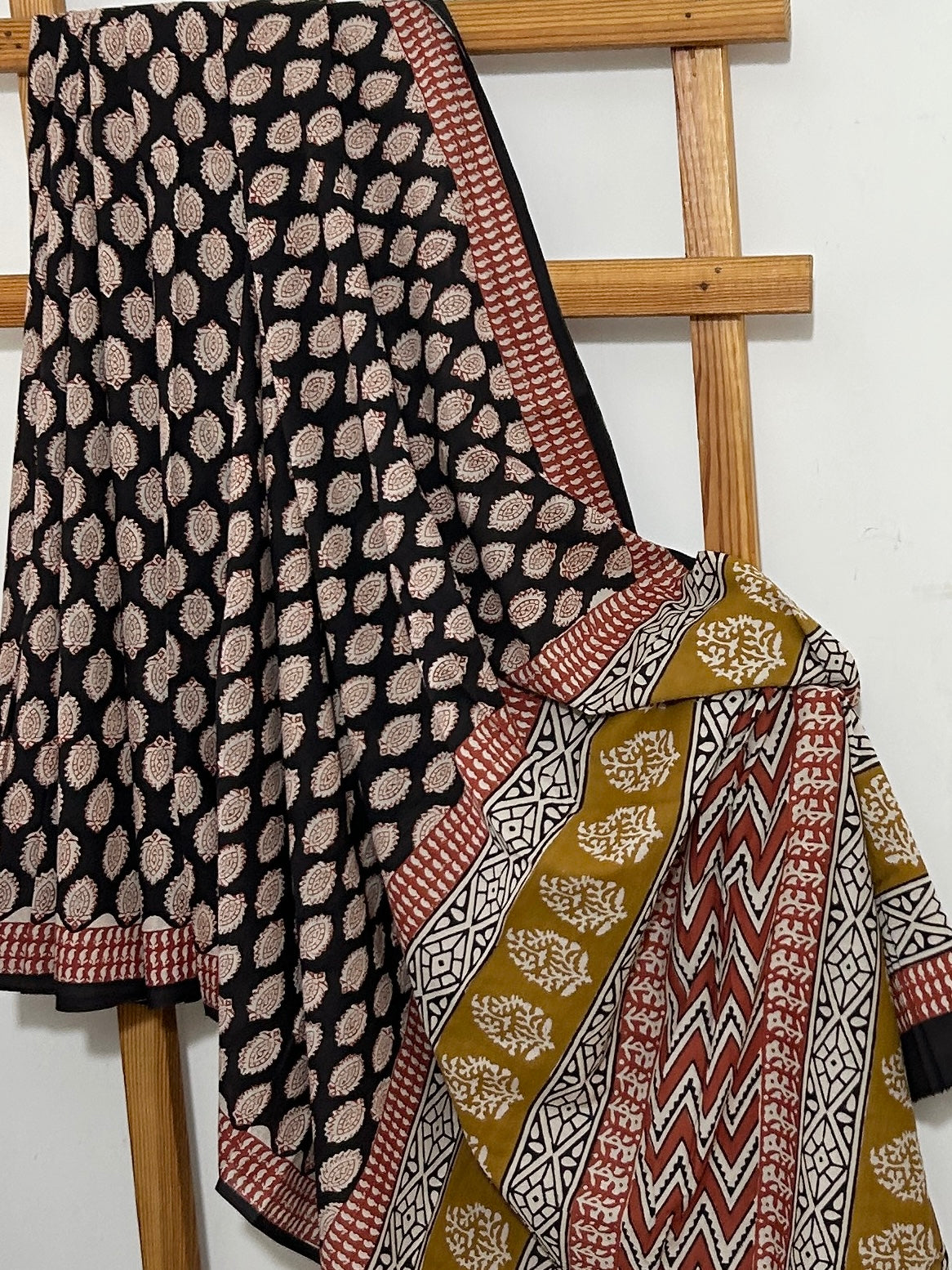 Hand BlockPrint Cotton Saree with Blousev