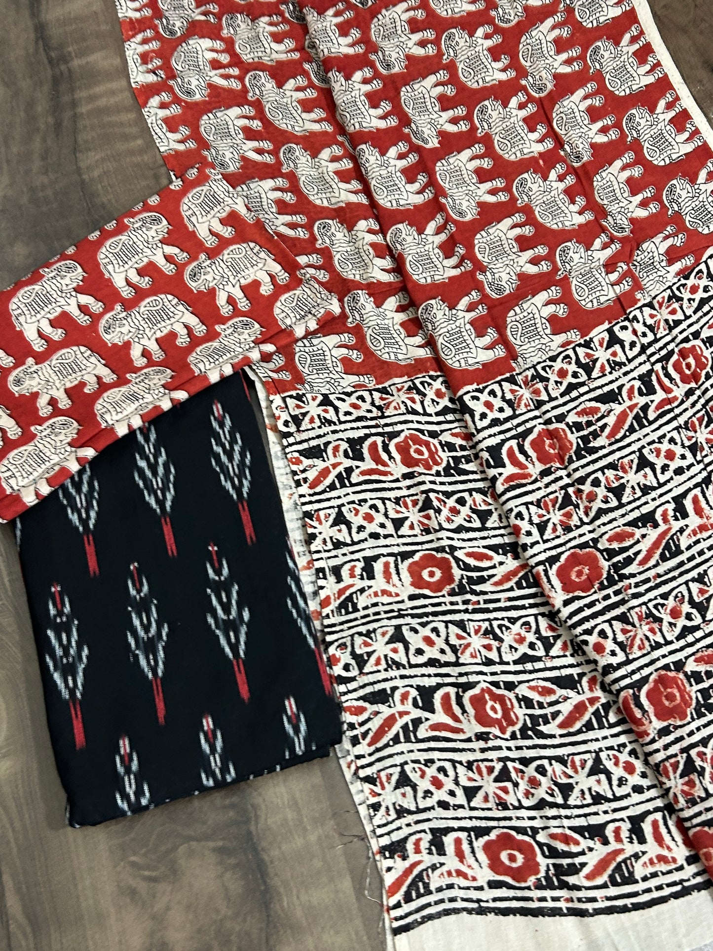 Ikat Kalamkari Cotton Dress Material