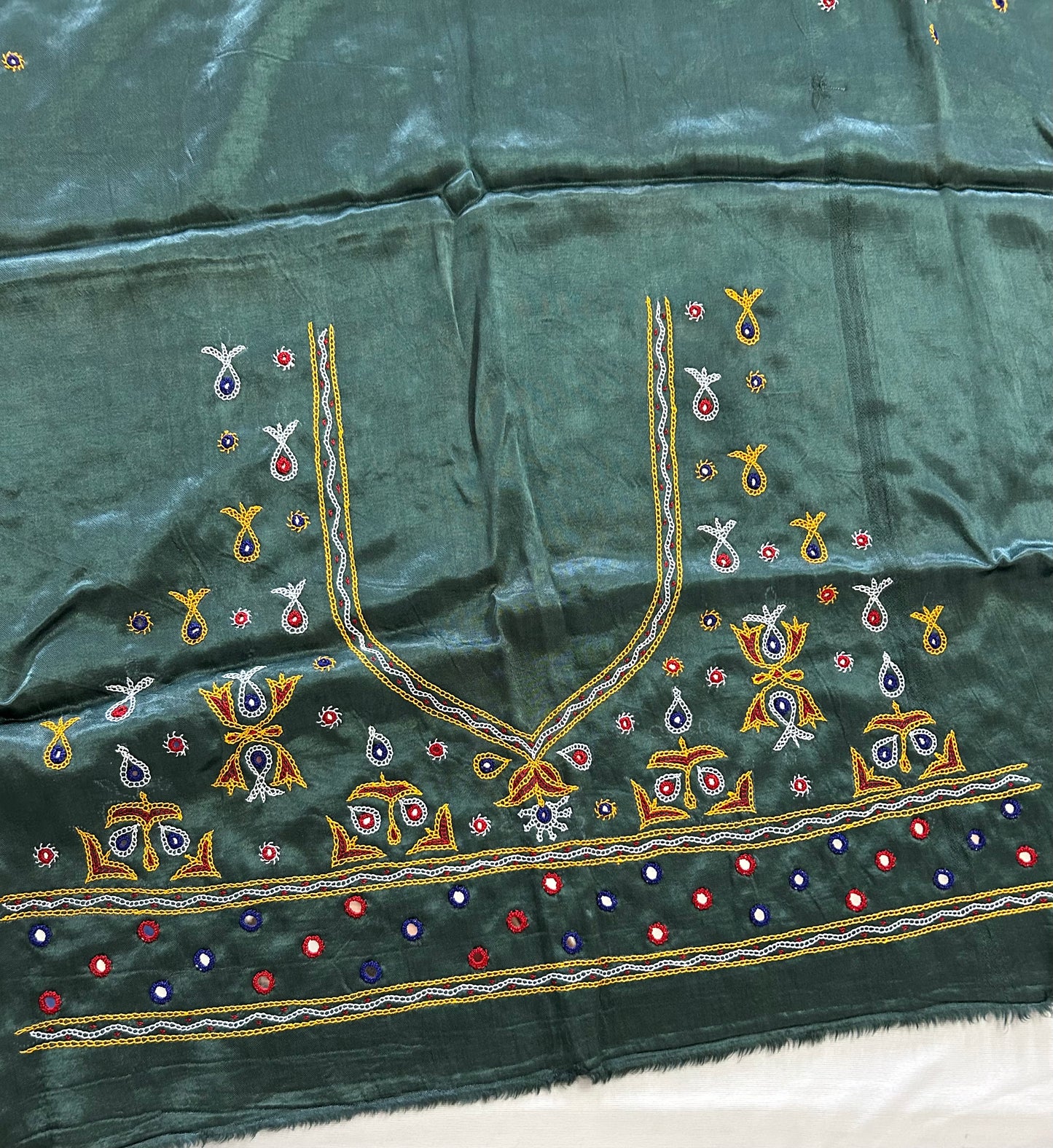 Kutchh Work Mashroo Silk Blouse Piece