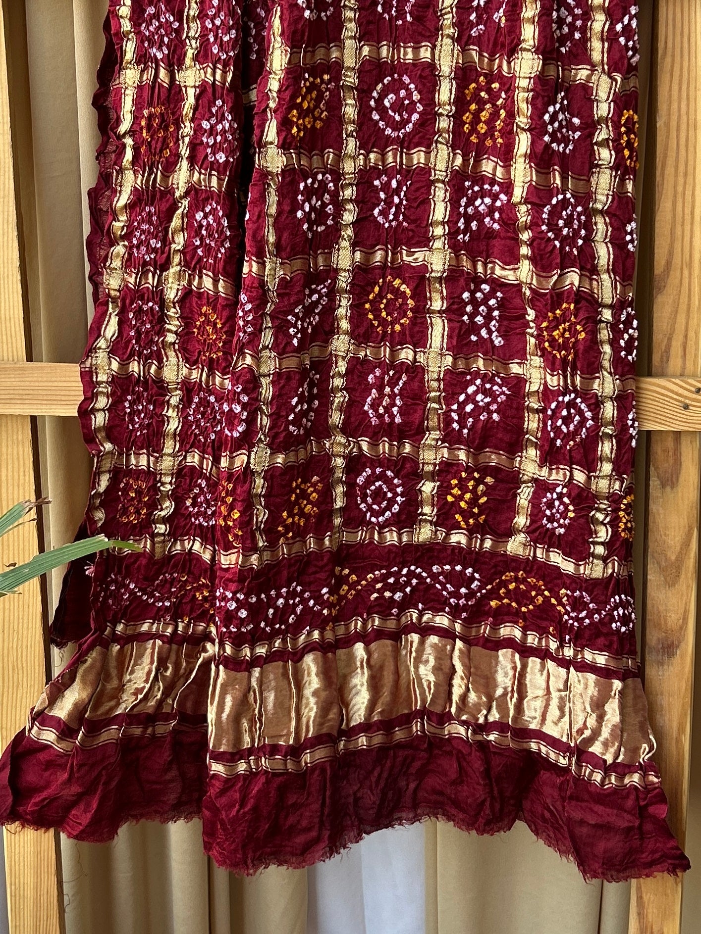 Brown Bandhej Garchola Pure Gajji Silk Dupatta