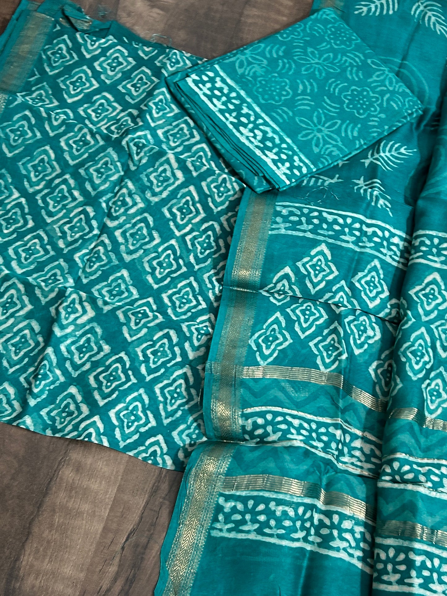 Hand BlockPrint Maheshwari Silk Cotton Dress Material
