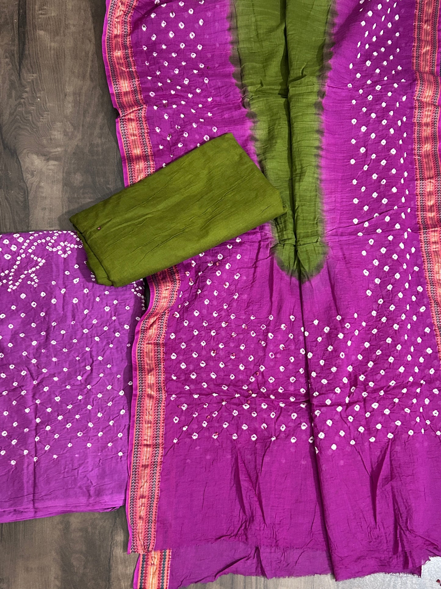 Bandhej Satin Cotton Dress Material