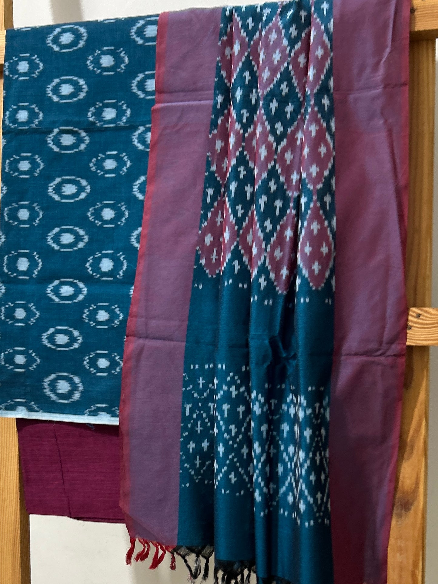 Double Ikat Mercerized Cotton Dress Material