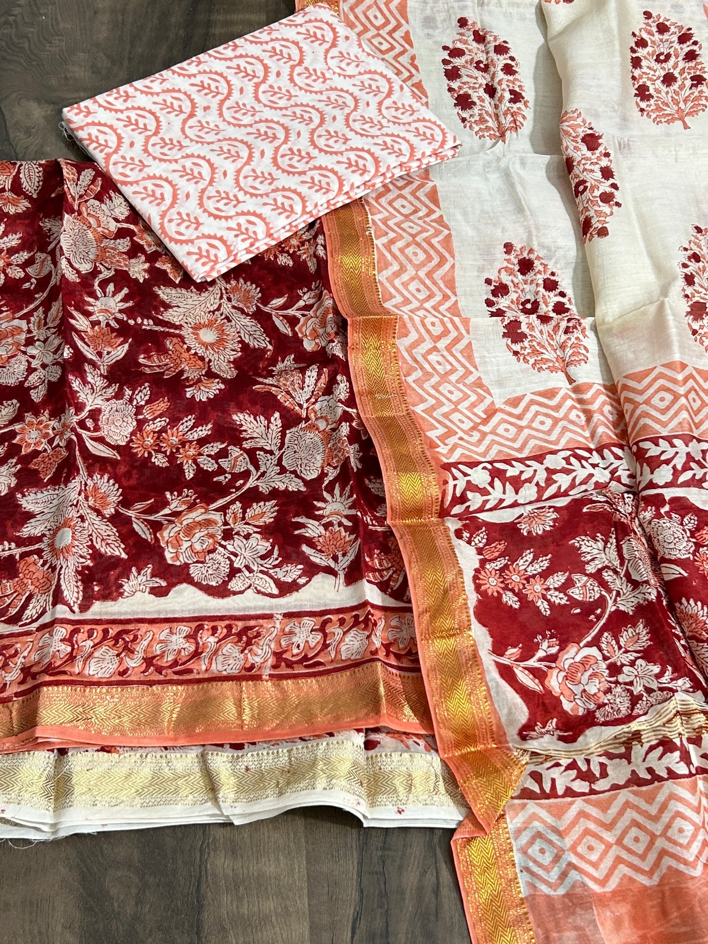 Hand BlockPrint Maheshwari Silk Cotton Dress Material