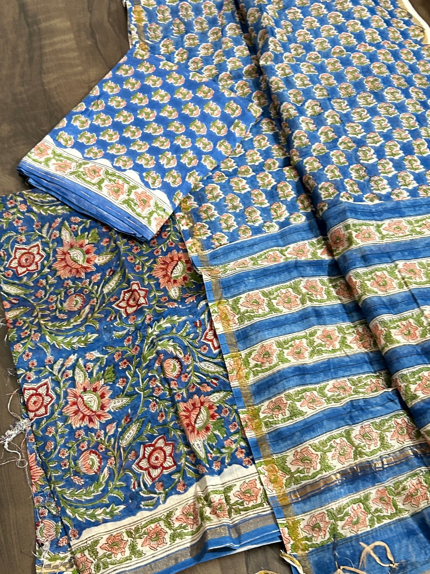 Hand BlockPrinted Chanderi Silk Cotton Dress Material