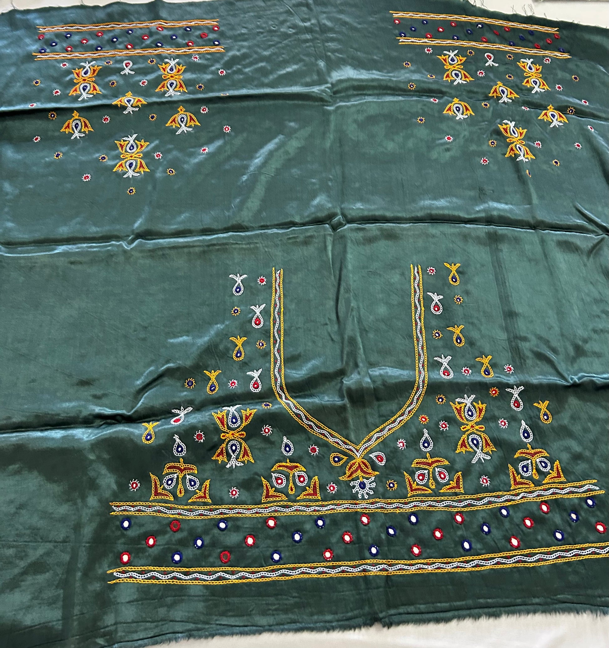 Kutchh Work Mashroo Silk Blouse Piece