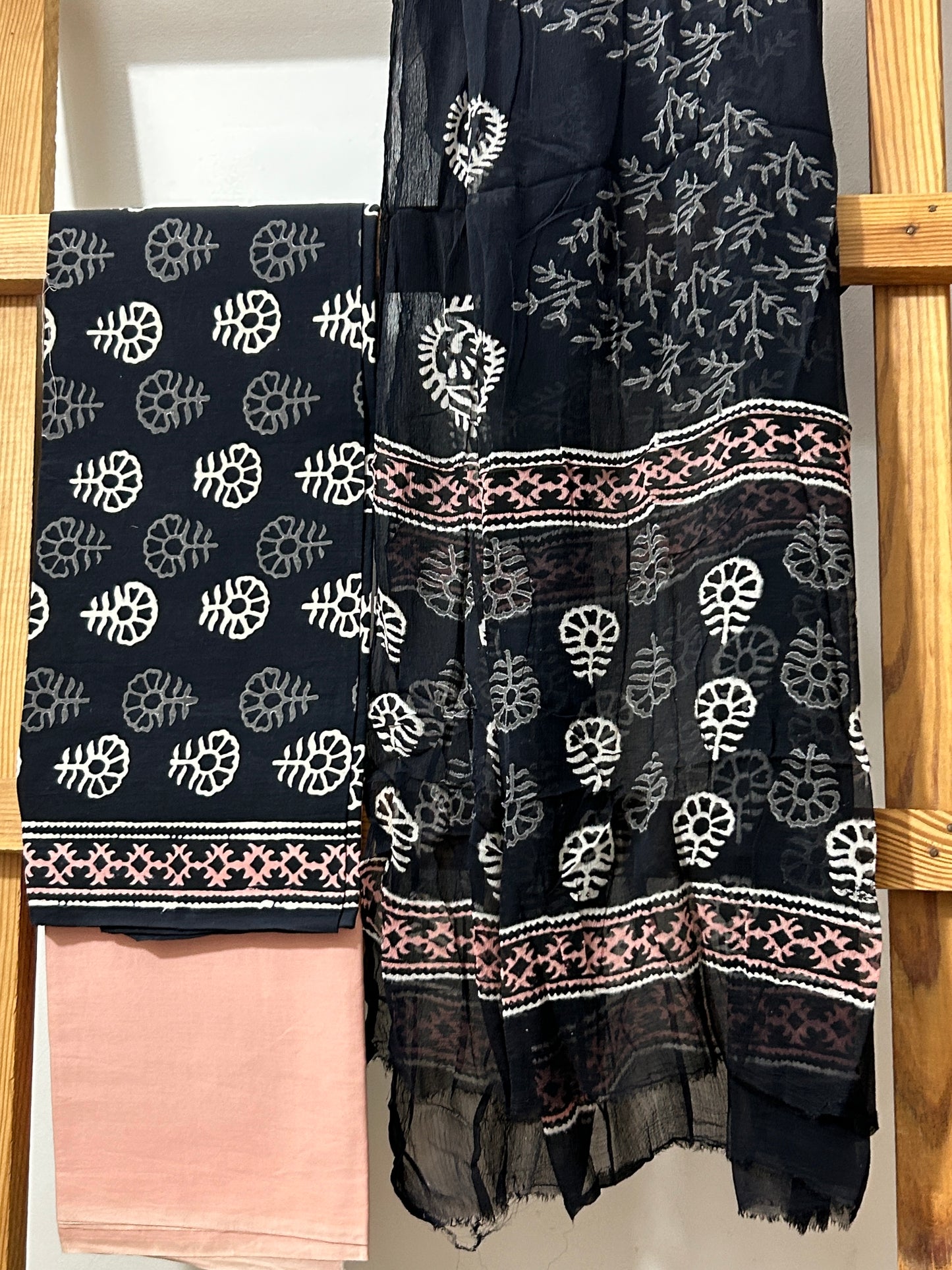 Cotton BlockPrint Dress Material with Chiffon Dupatta