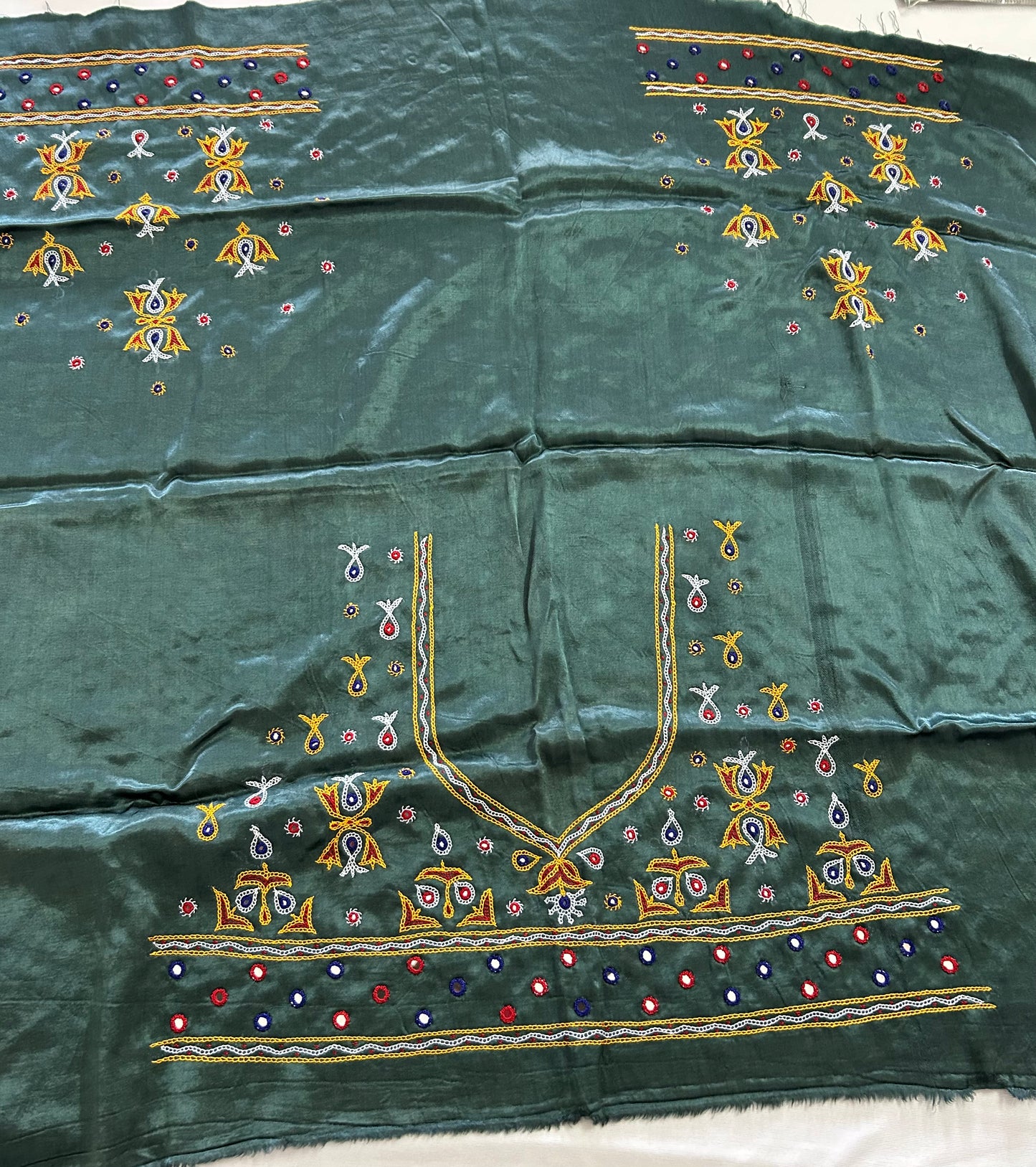 Kutchh Work Mashroo Silk Blouse Piece